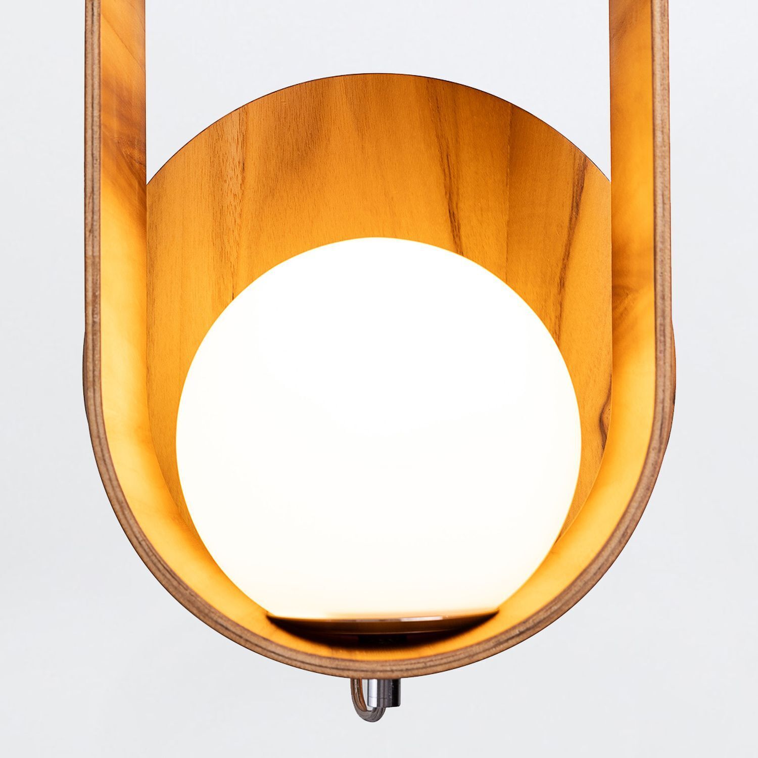 Wandleuchte Glas Teakholz Furnier E27 H: 52,5 cm blendarm