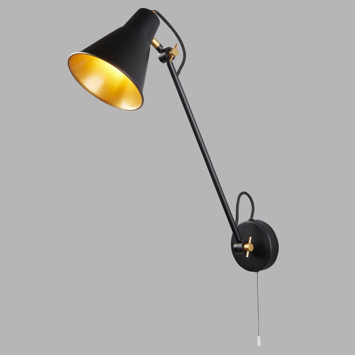 Wandlampe Schwarz Golz verstellbar Gelenke E27 mit Schalter