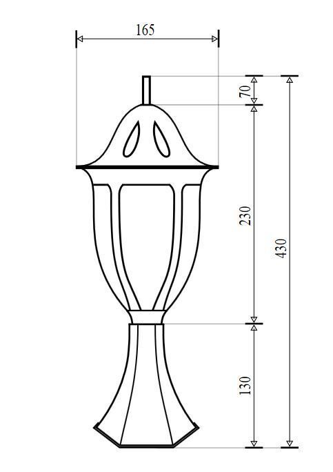 Sockelleuchte außen Rustikal in Gold 43 cm IP43