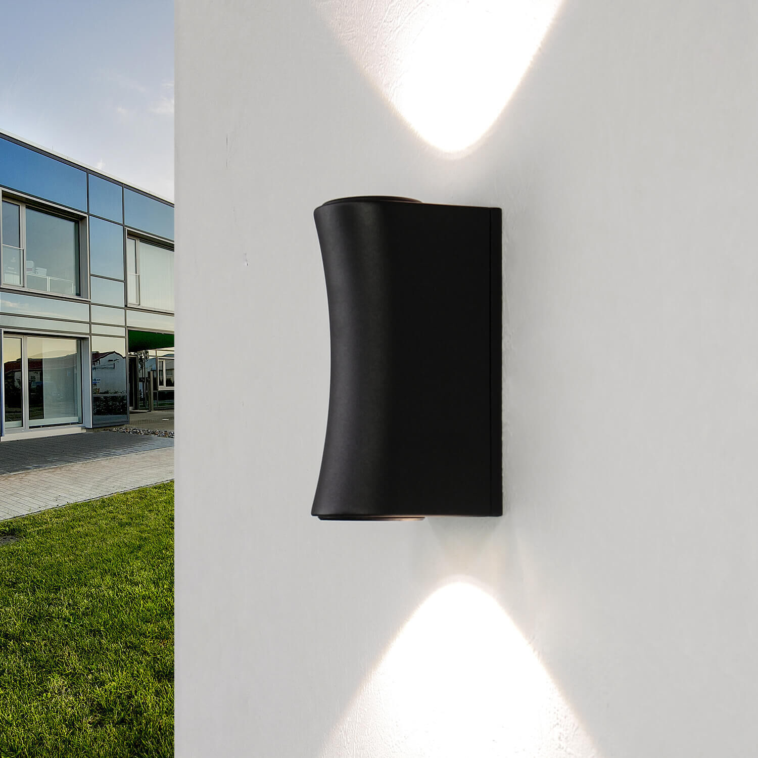 LED Wandlampe AALBORG außen Up Down Design Schwarz