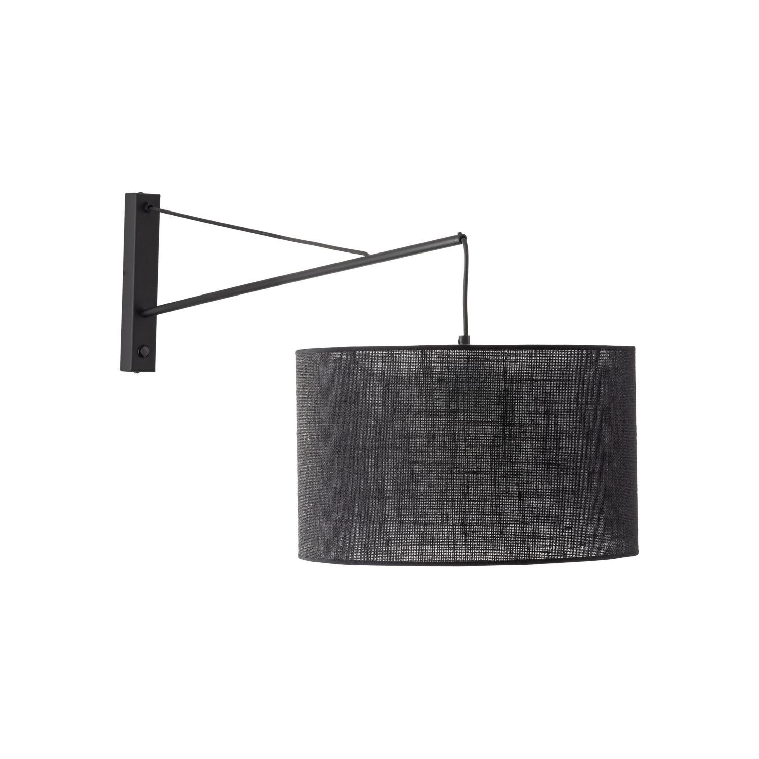 Wandlampe groß T: 1 m B: 38 cm XXL Schwarz E27 Metall Stoff