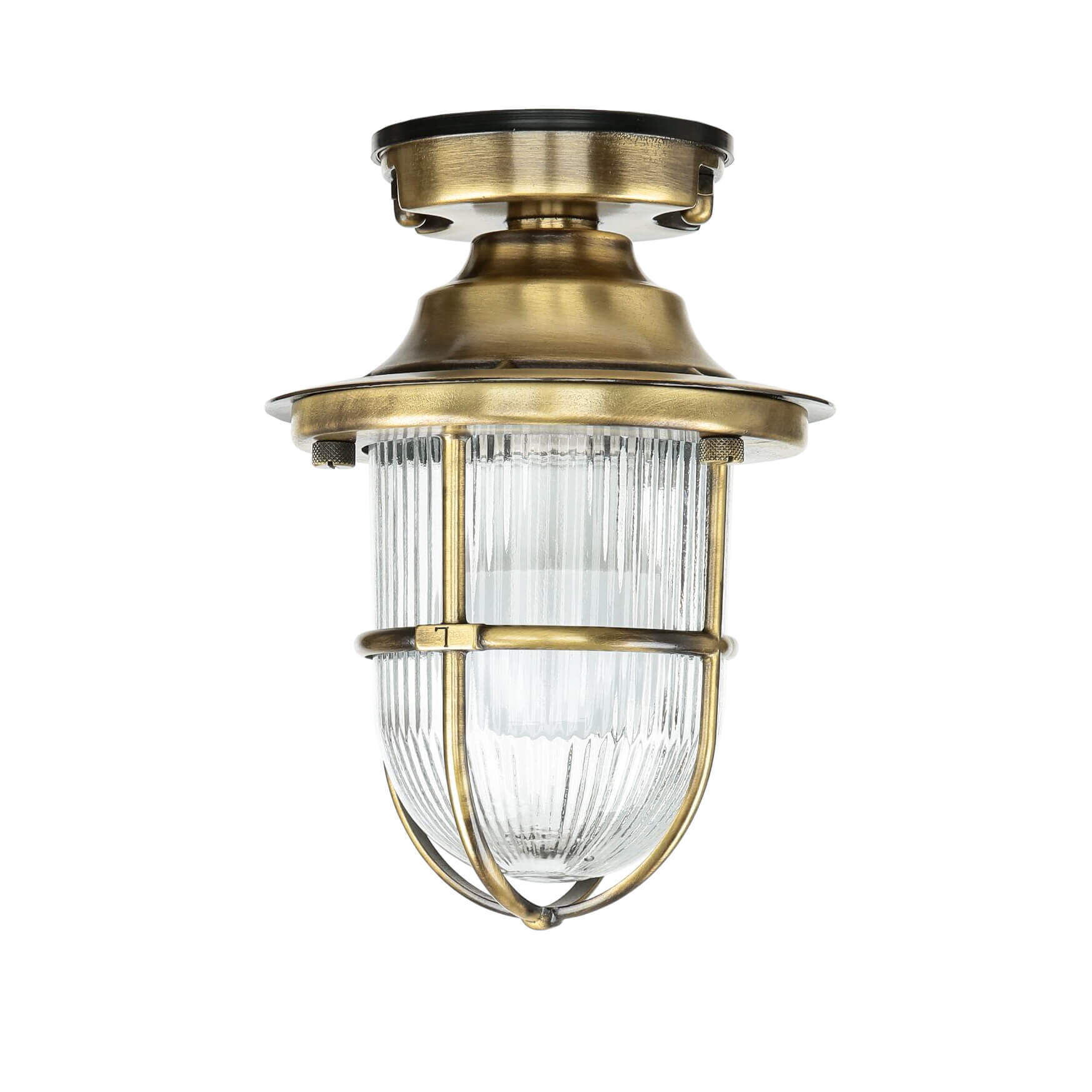 Deckenlampe Outdoor Echt-Messing Glas IP54 Maritim