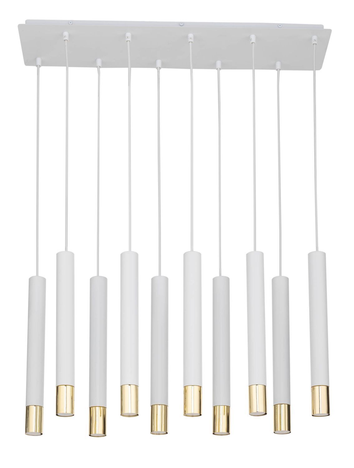 Hängeleuchte Weiß Gold Modern Metall groß 10 Pendel