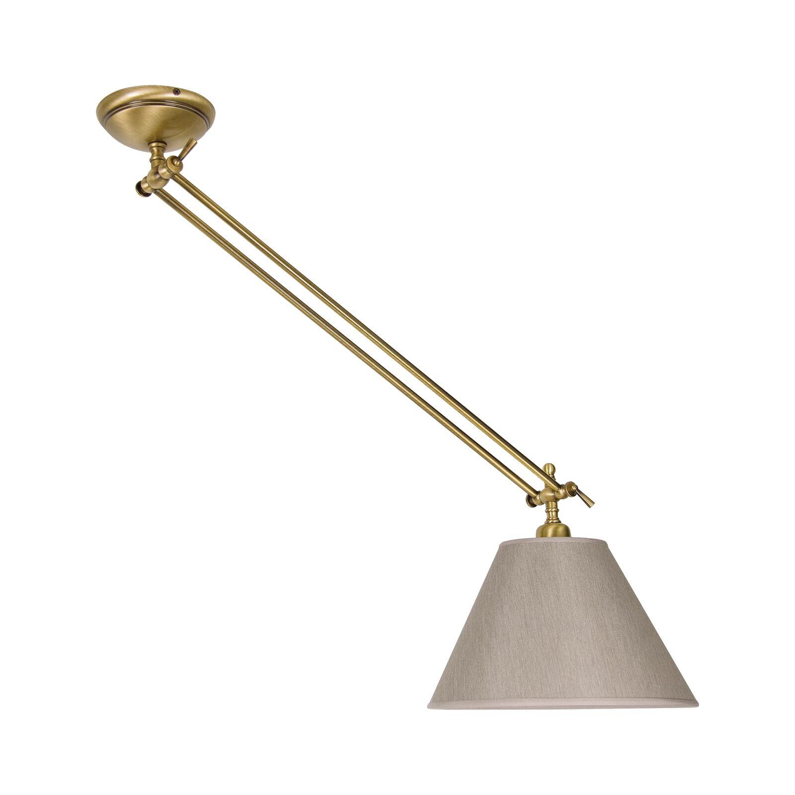 Deckenlampe verstellbar Messing Stoff in Bronze Beige E27