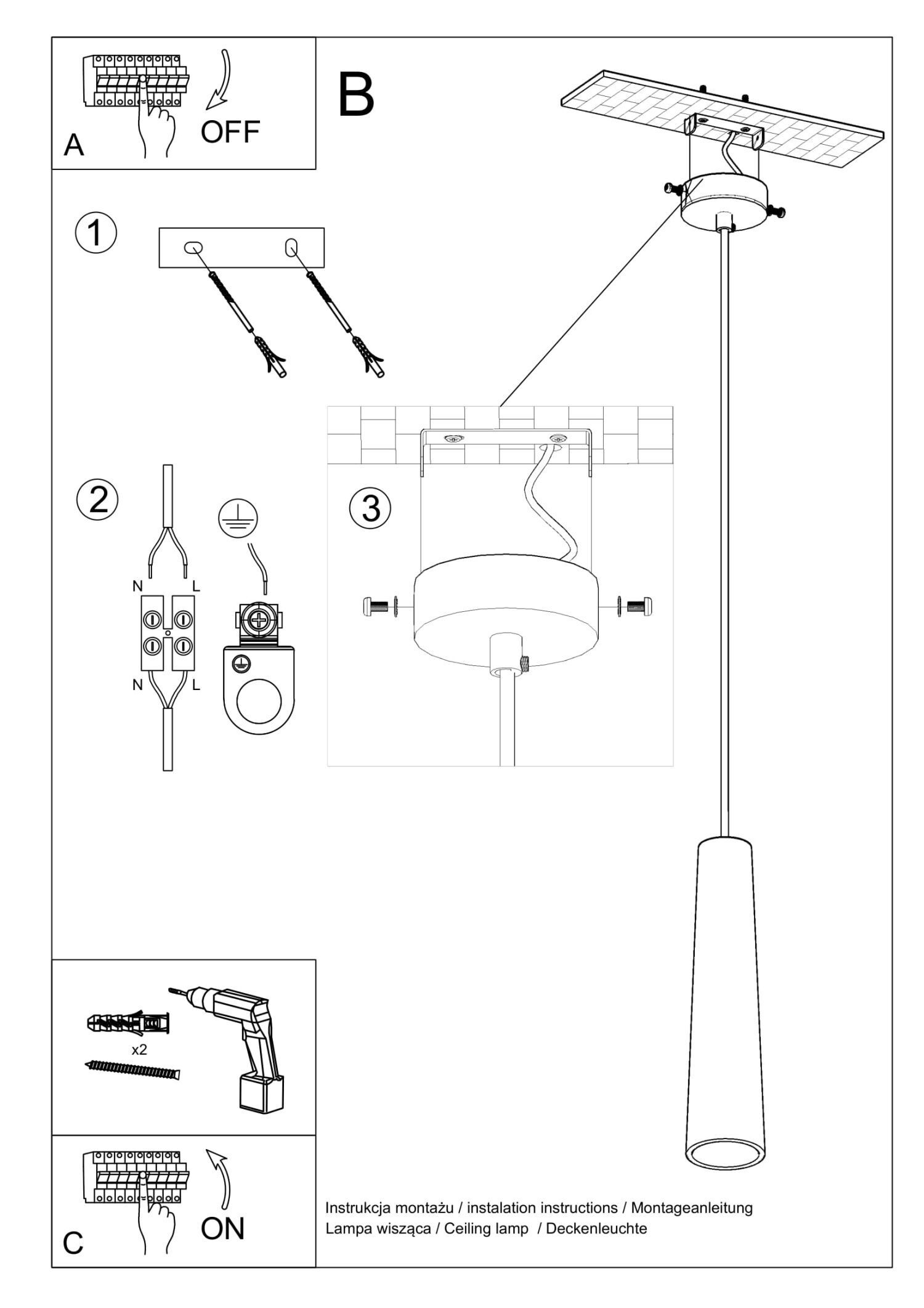 Pendelleuchte Keramik Weiß bemalbar Ø 7,5 cm schmal