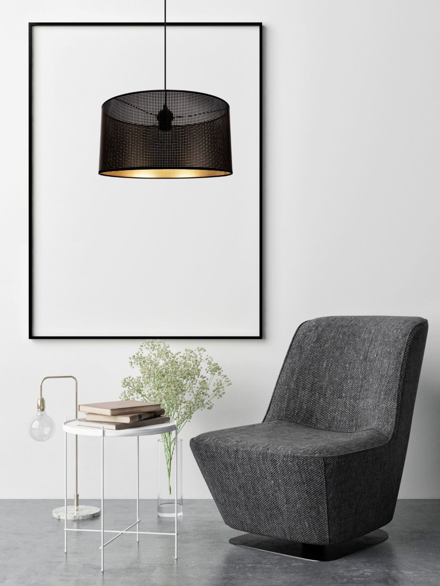 Pendelleuchte Metall Loft E27 rund B:40 cm Schwarz Gold