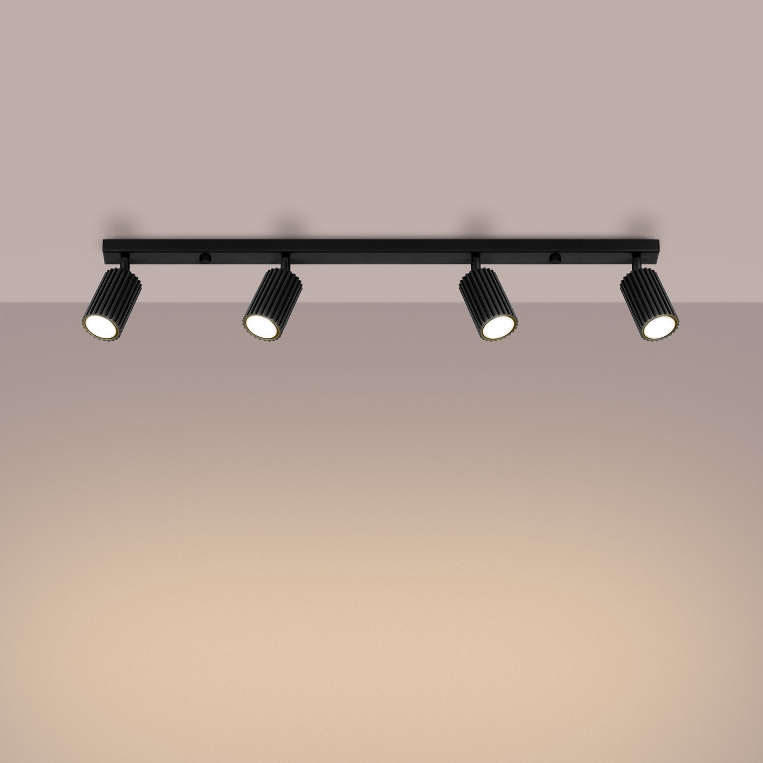 Deckenleuchte Schwarz 4-flammig GU10 81 cm lang Modern