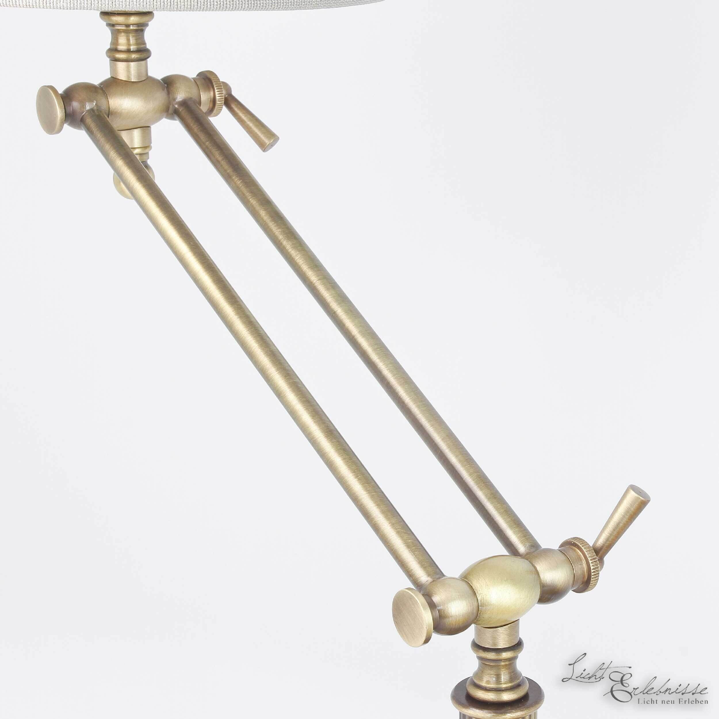 Tischlampe Bronze Hell Stoffschirm Snodo