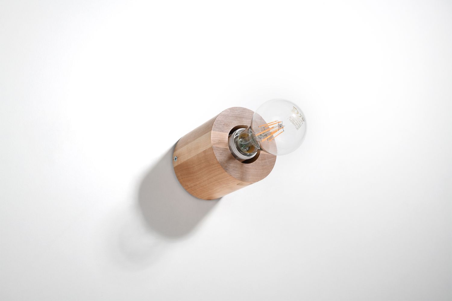Wohnliche Wandlampe JAZLEAN Holz Ø10cm rund für E27