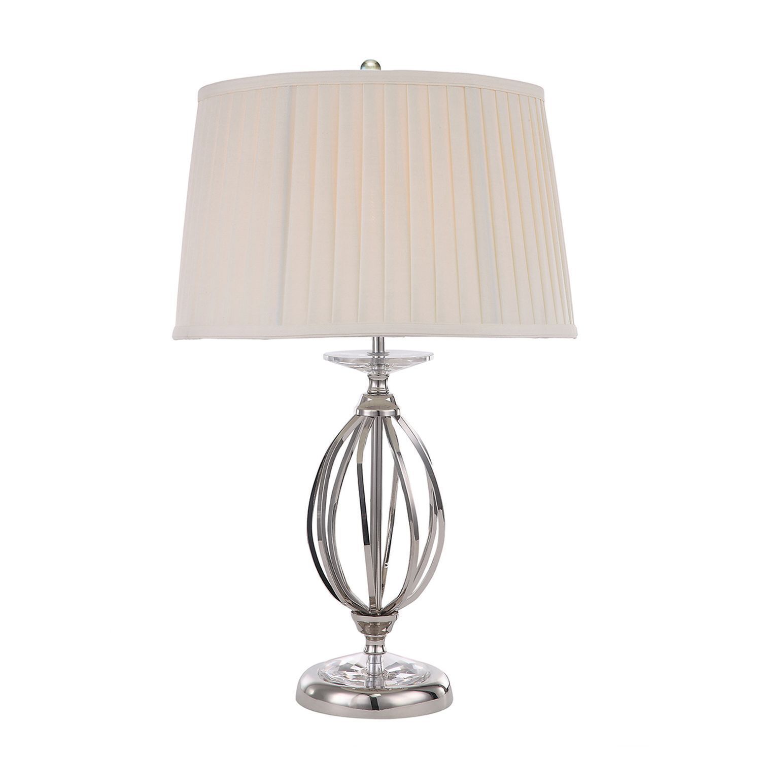 Nachttischlampe mit Stoff Schirm 56,5cm in Nickel Creme