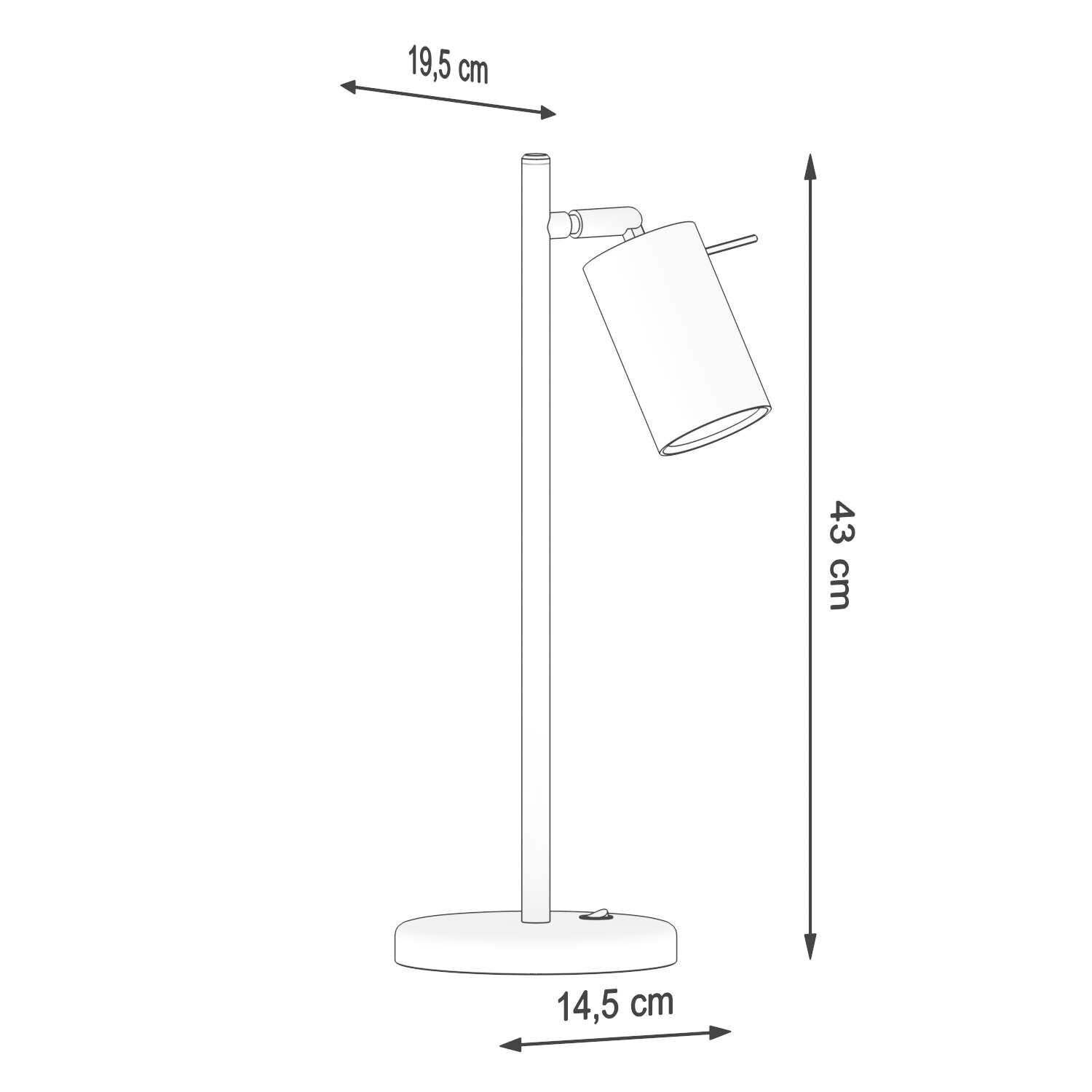 Schreibtischlampe Metall 43 cm hoch schwenkbar Weiß