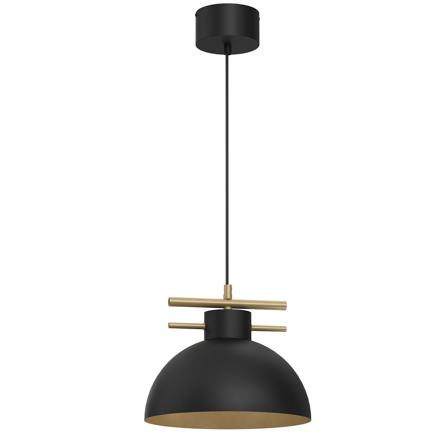 Elegante Hängelampe Metall Schwarz Gold Ø29 cm E27 rund