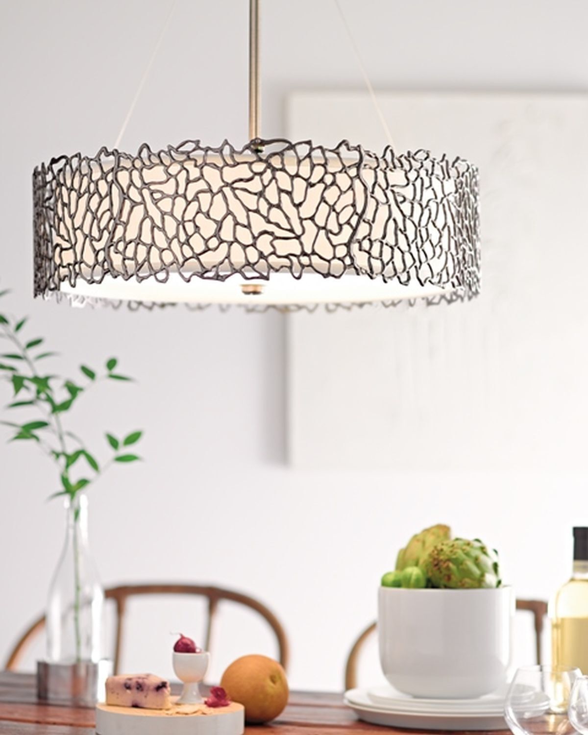 Deckenleuchte RINA Zinn Leinen Ø56cm Design Lampe