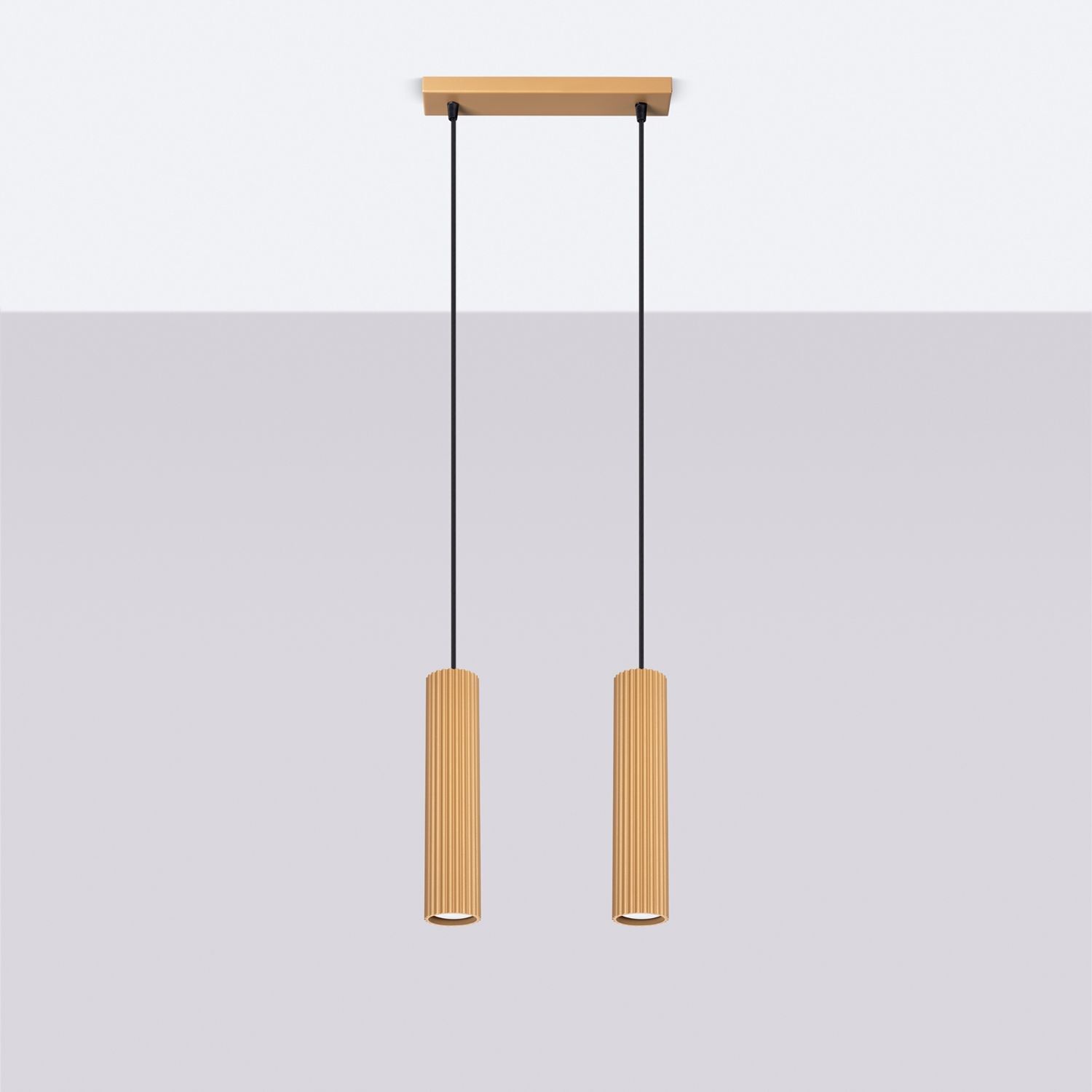 Pendelleuchte GU10 2-flammig aus Aluminium B: 30 cm in Gold