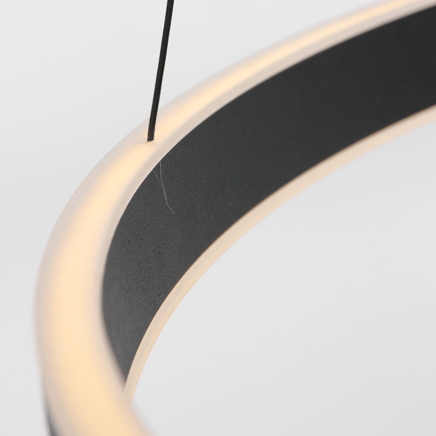 LED Hängelampe Schwarz Ø60 cm rund 2700 K Ring Platte