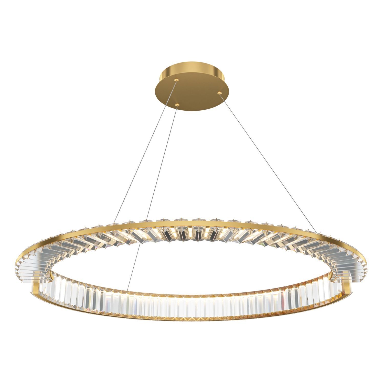 LED Kristall Kronleuchter Metall D: 80,5 cm in Gold