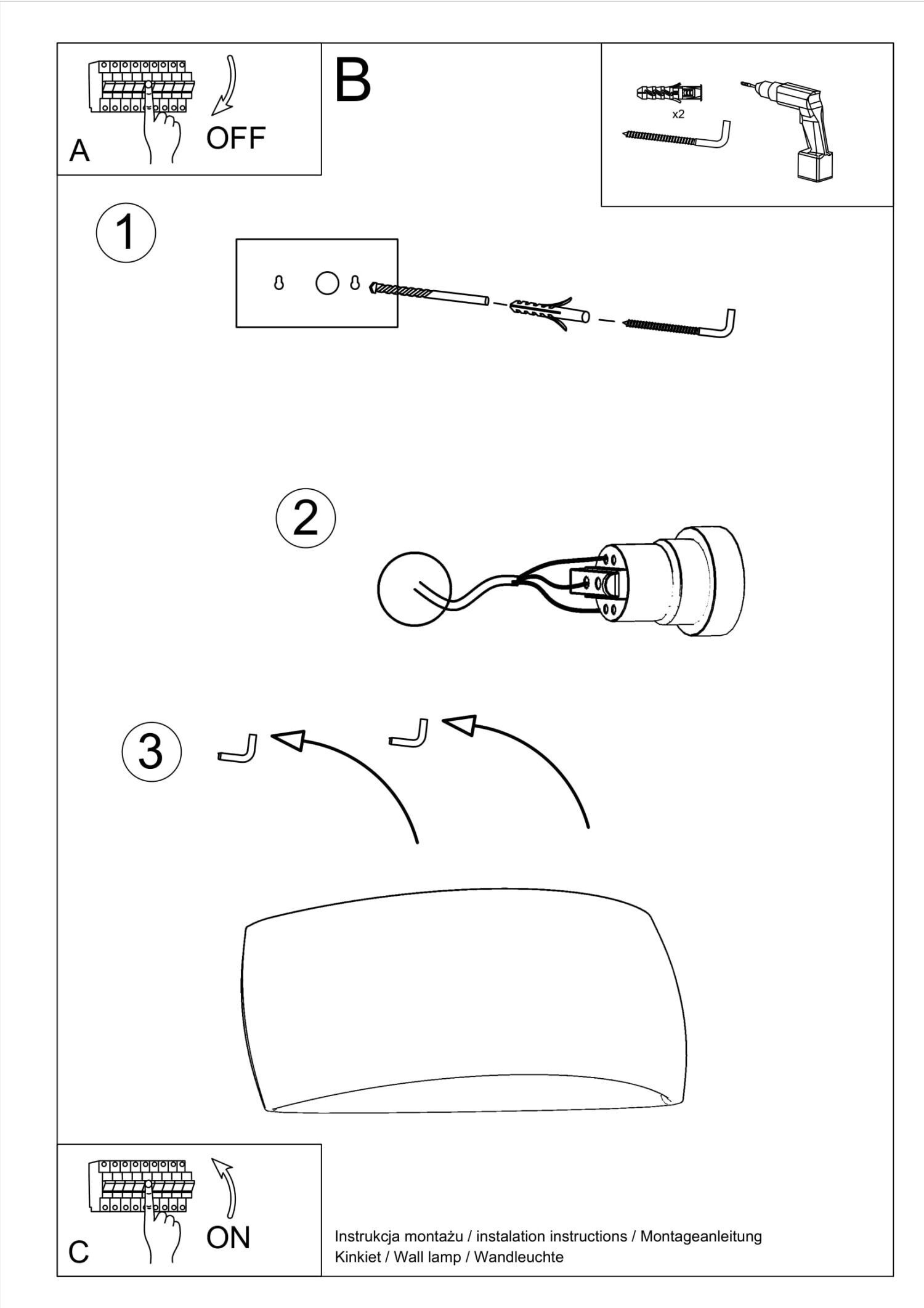 Keramik Wandlampe Up Down Grau indirekt 32 cm G9