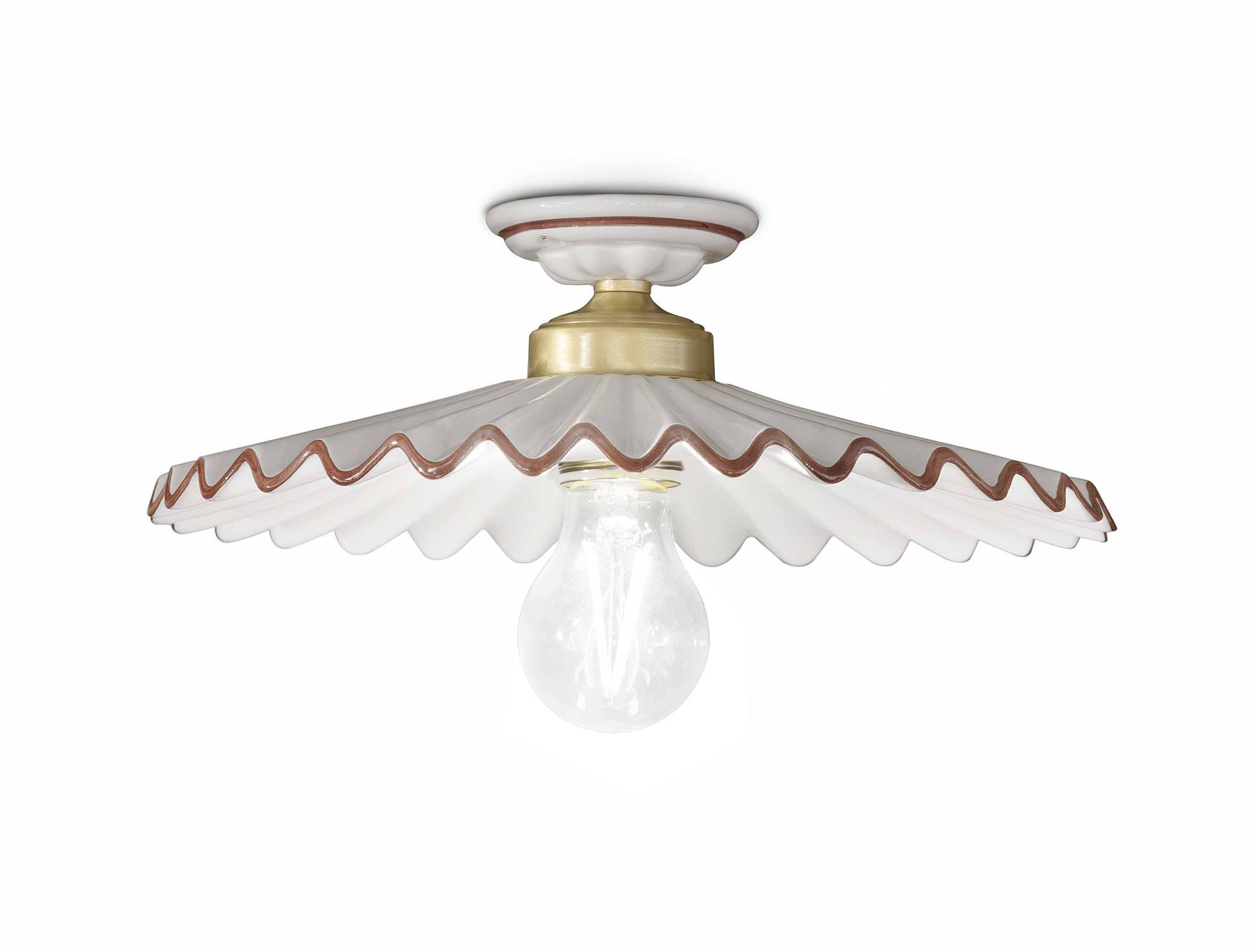 Deckenlampe Metall Keramik E27 D: 41 cm rund Landhaus