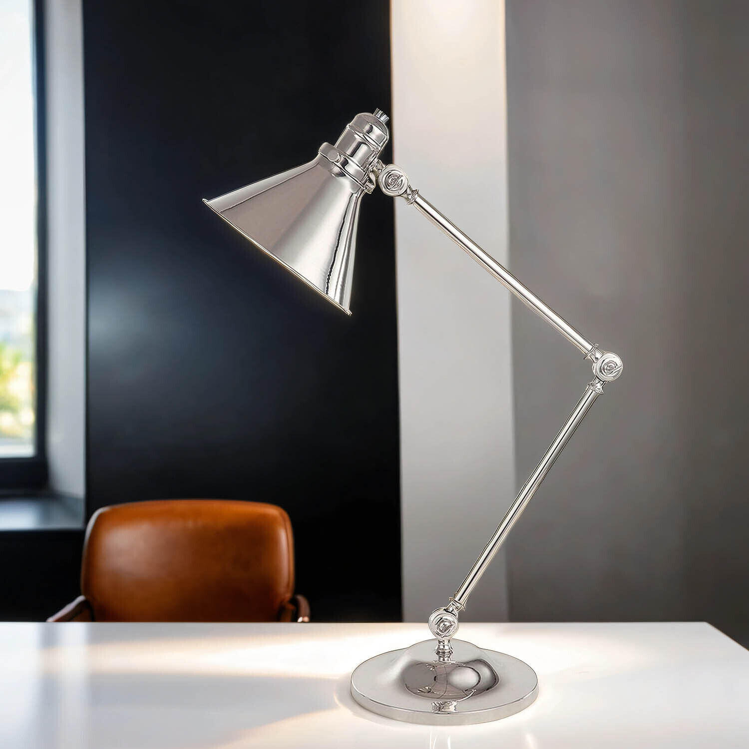 Schreibtischlampe ISMENE Nickel 66cm Tisch Leuchte