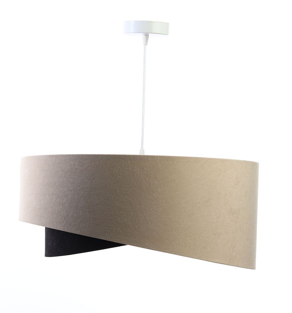 Hängeleuchte rund D: 50 cm E27 Stoff Beige Schwarz Gold