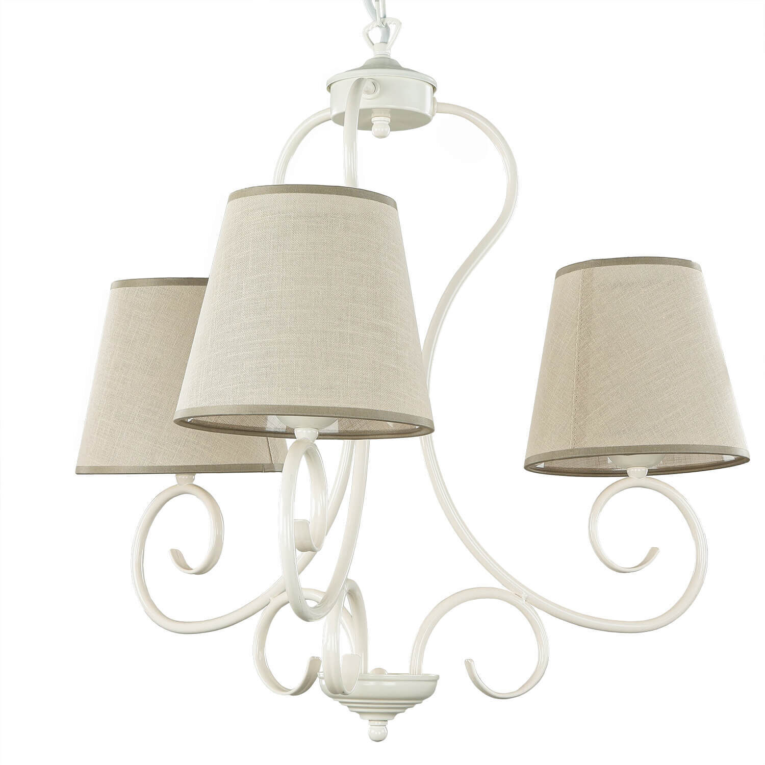 Kronleuchter Beige Landhaus Stoff Esstisch Lampe