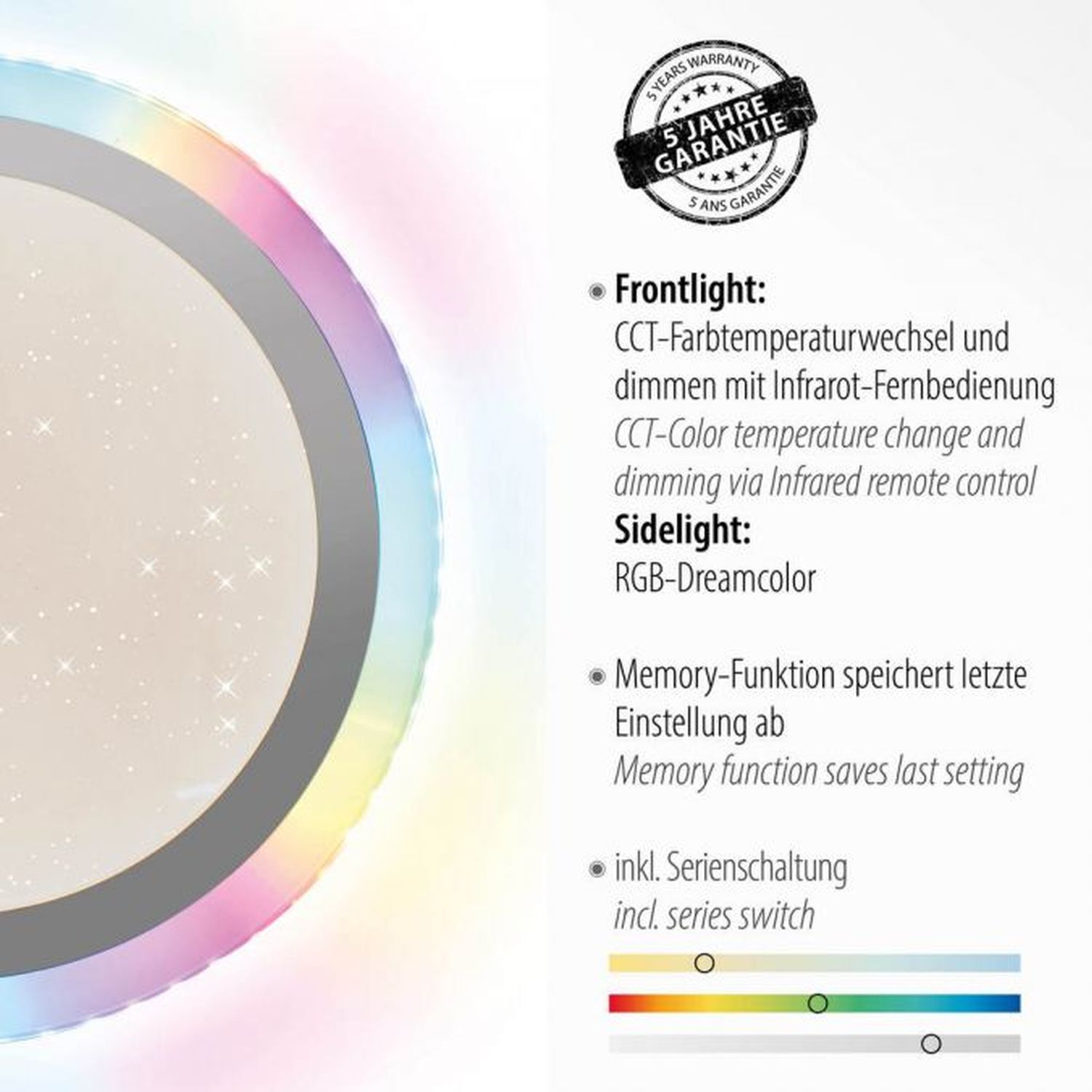 LED Deckenlampe Rainbow RGB Dimmer Ø45 cm Fernbedienung