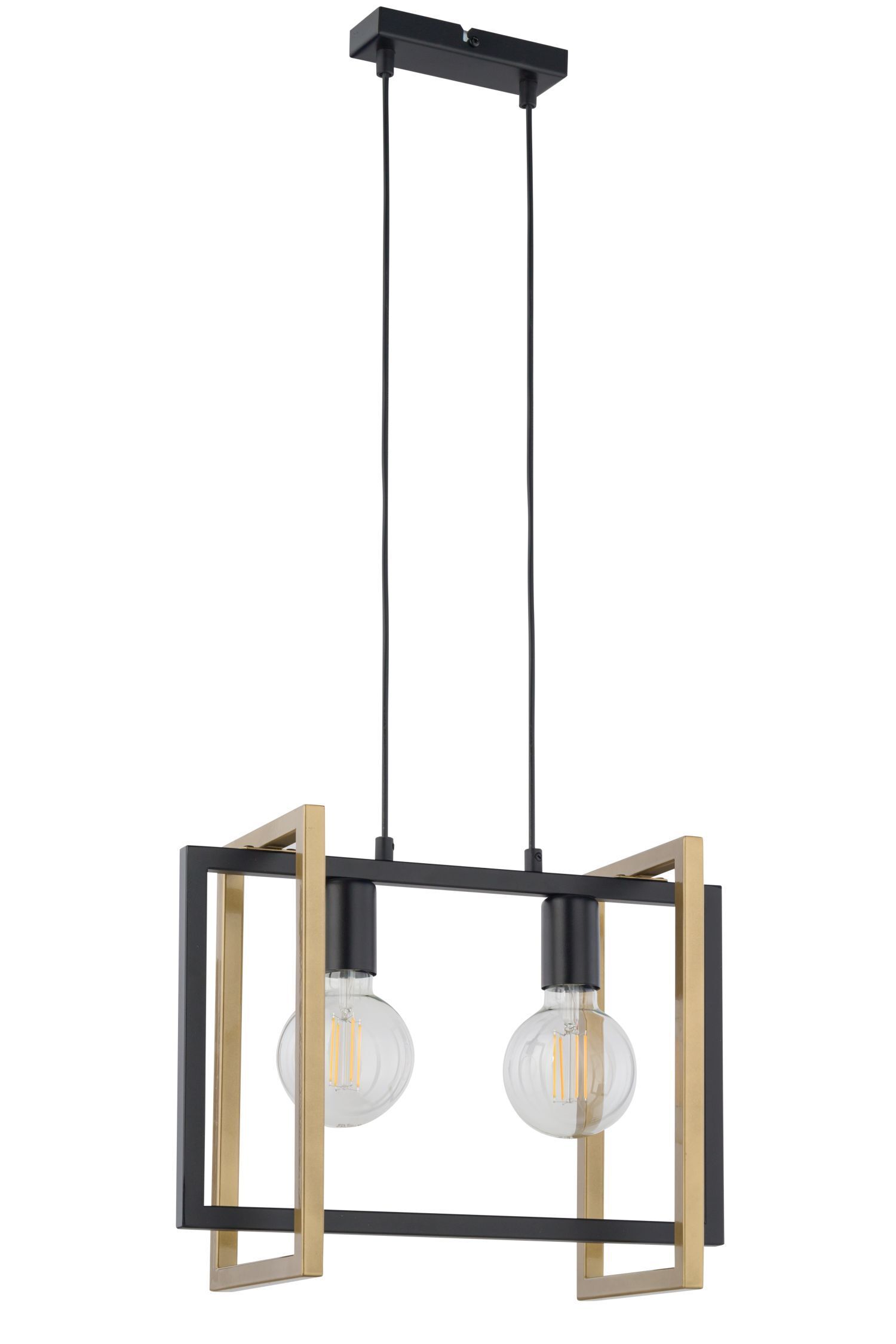 Metall Hängelampe Schwarz Gold E27 L:41 cm stilvoll
