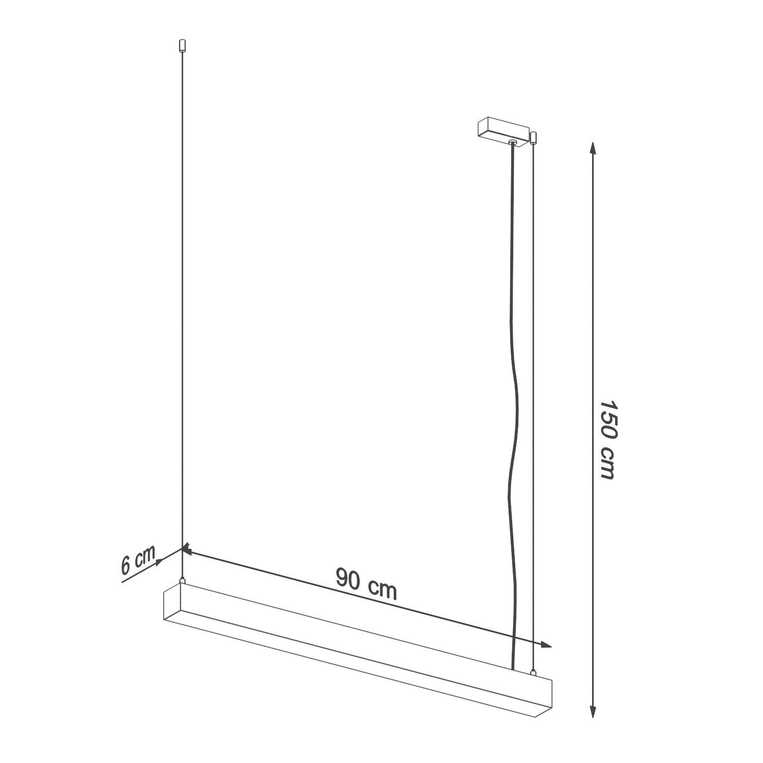 LED Hängelampe Esstisch 90 cm lang 4000 K Schwarz