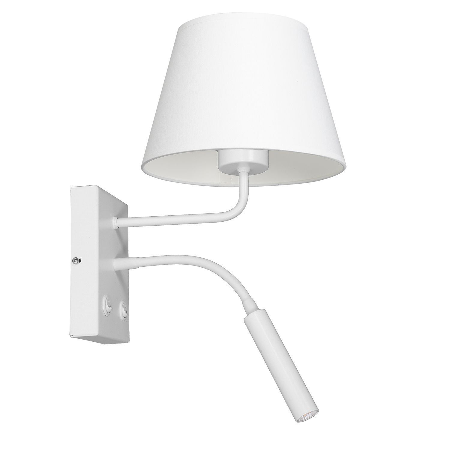 Wandlampe Weiß Stoff Lesearm E27 G9 H:38 cm konisch