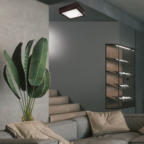 Deckenleuchte Braun Holz quadratisch Wohnzimmer
