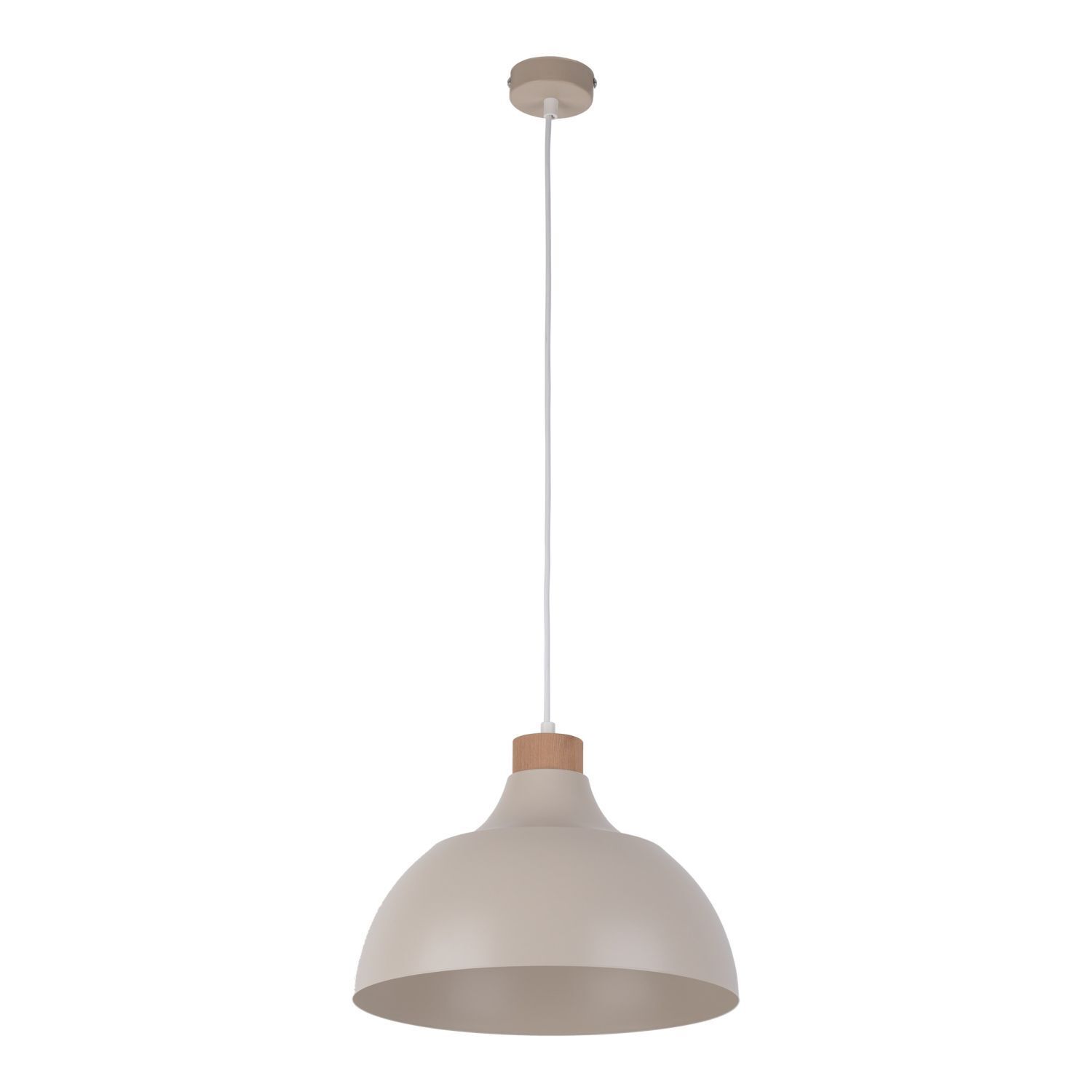 Hängelampe Metall Holz Ø 34 cm Retro Beige E27