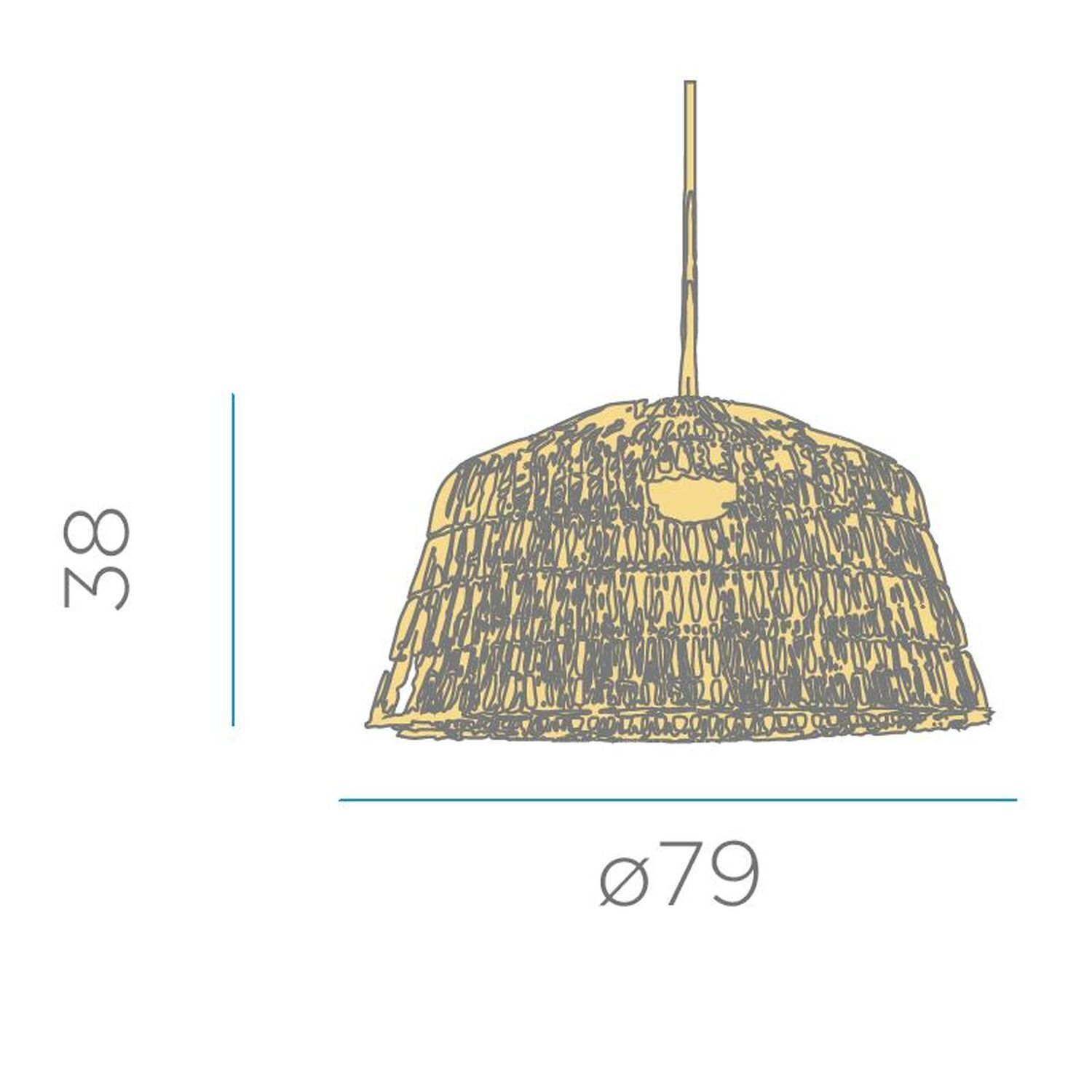 Pendelleuchte Rattan E27 groß Ø 79 cm rund in Natur Boho