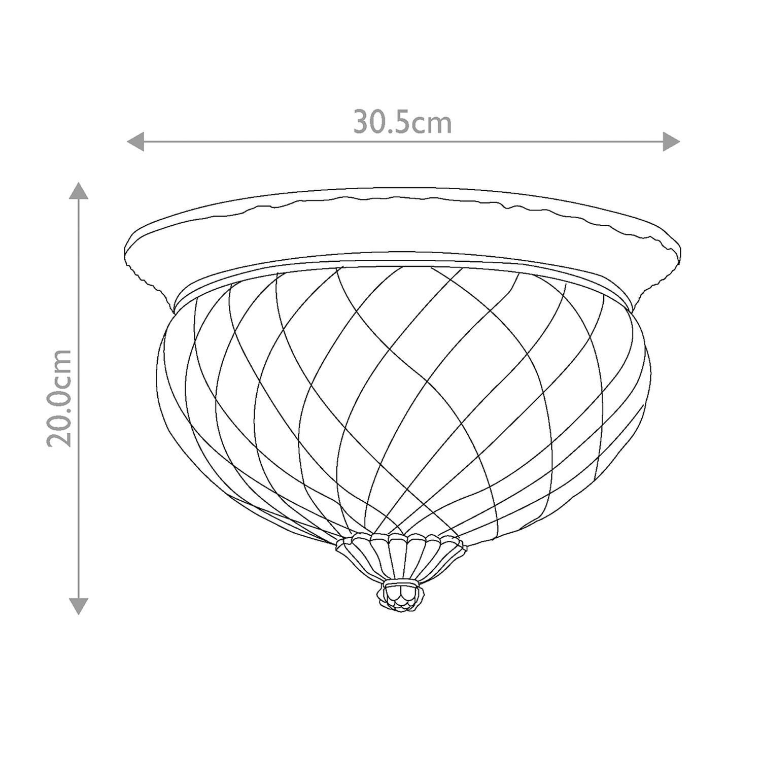 Deckenleuchte rund D: 30,5 cm Messing Glas 2x E27