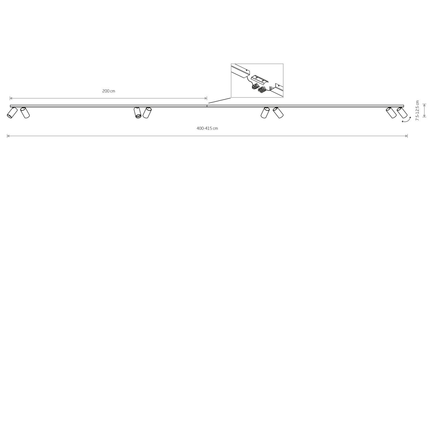 Deckenstrahler Messing Schwarz 8-flammig 400 cm GU10 gr0ß