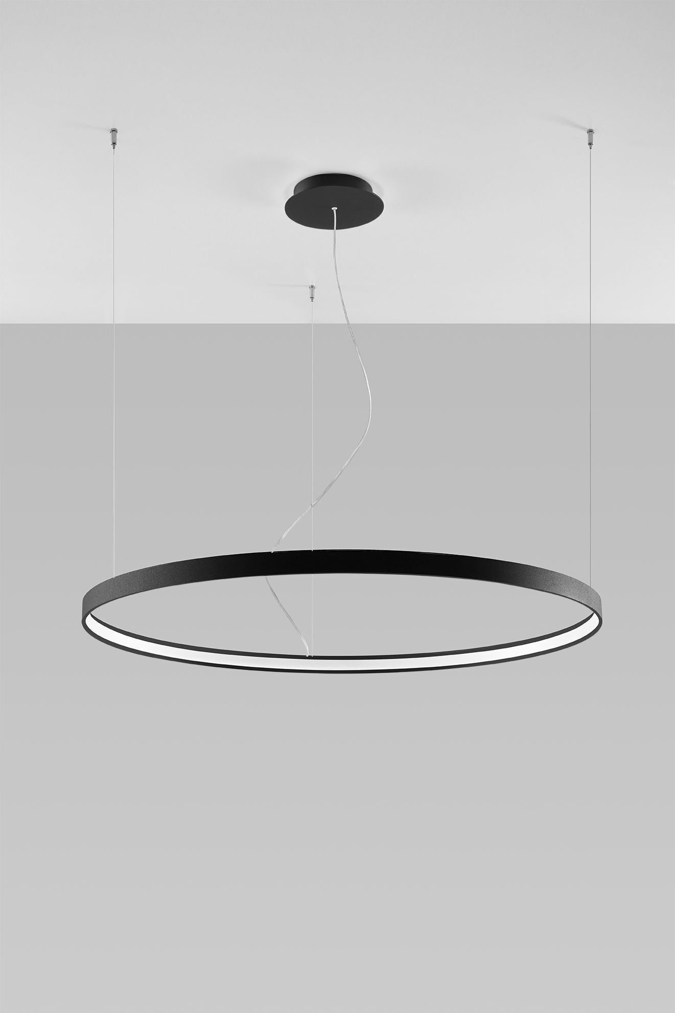 LED Kronleuchter groß Ø 110 cm 4000 K Schwarz Ring