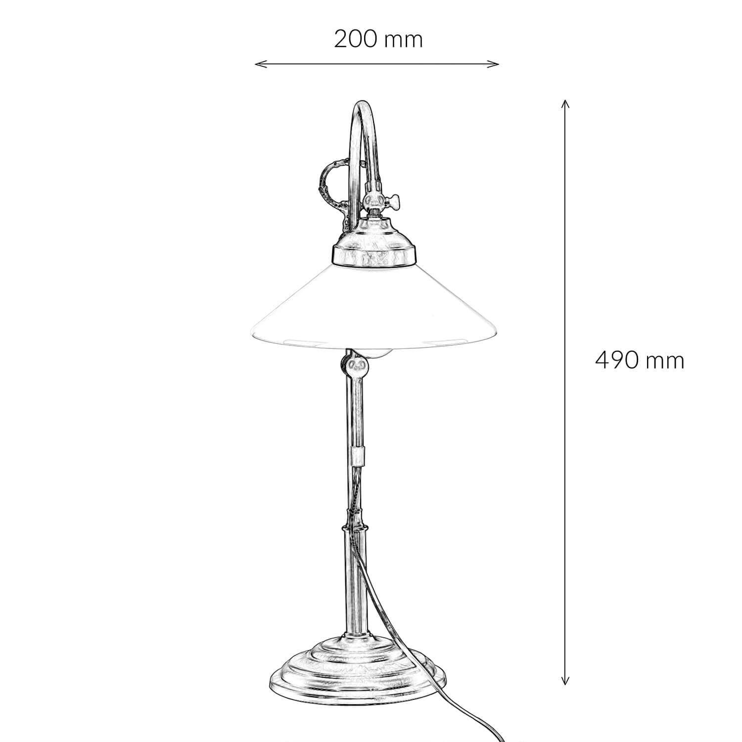 Schreibtischlampe Messing Glas 49 cm E27 Braun Weiß