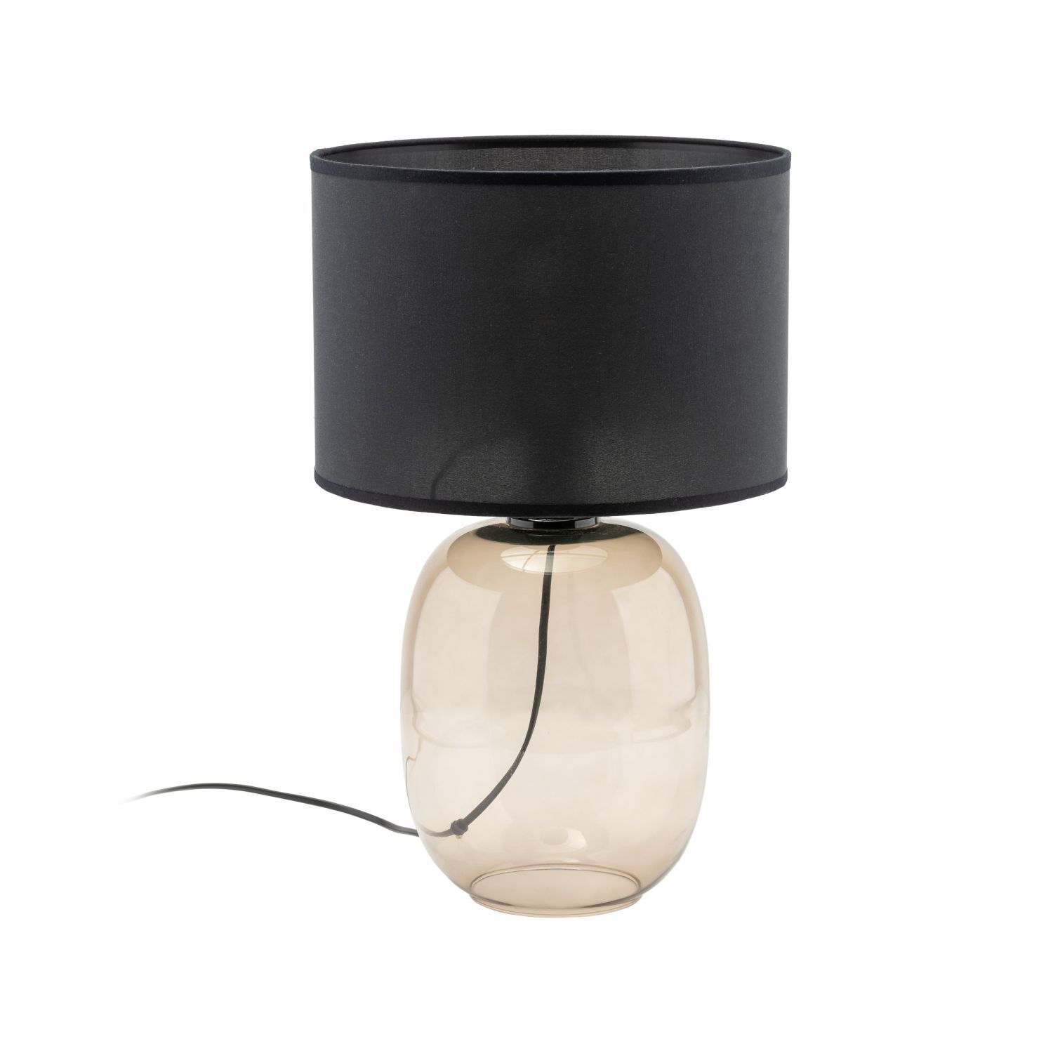 Tischlampe Rauchglas Stoff E27 48 cm Ø 30 cm KYLE
