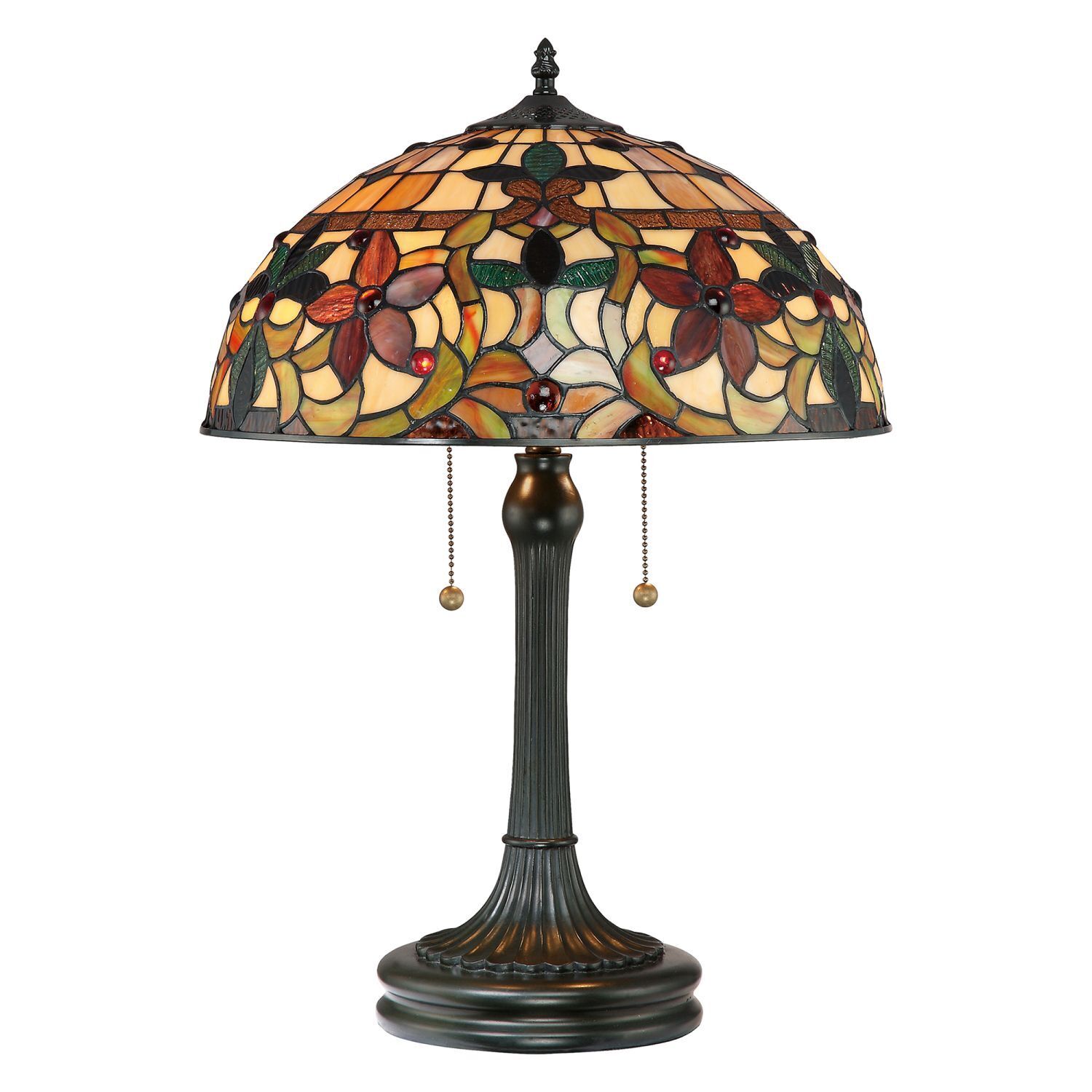 Tiffany Tischlampe FARFALLA 6 Bronze H:58cm 2xE27