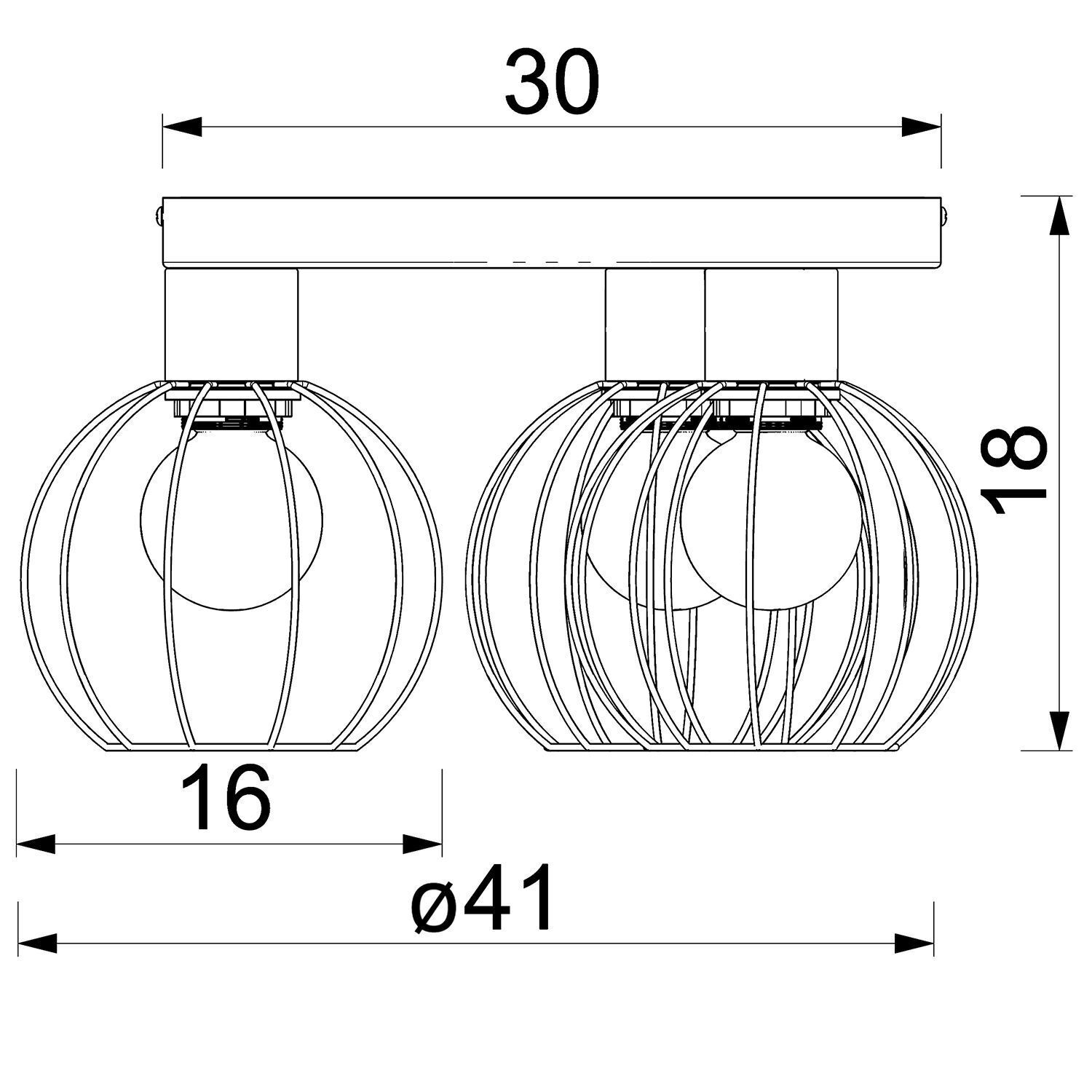 Deckenlampe Metall Draht Schwarz Ø41 cm rund E27 3-flmg