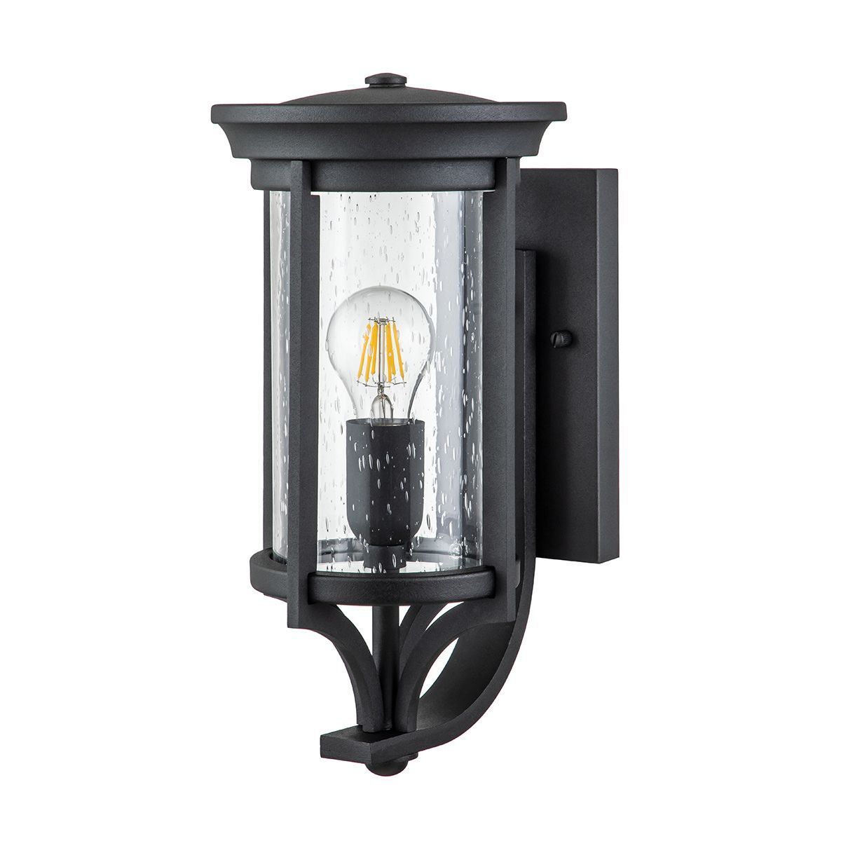 Außenlampe Wand IP44 E27 Schwarz Metall Regenglas MERYL