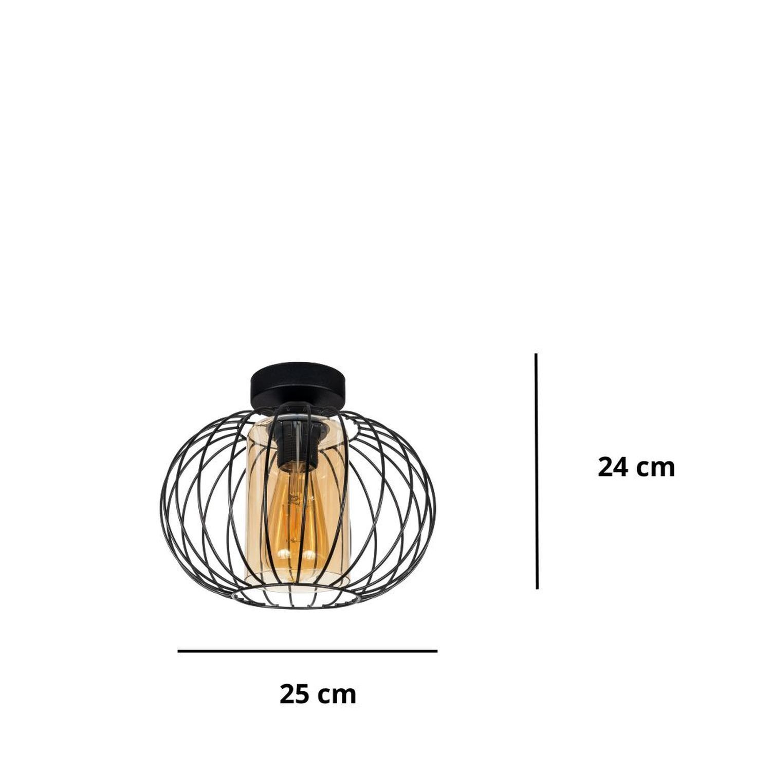 Deckenlampe E27 Ø25 cm Schwarz Honig blendarm Retro