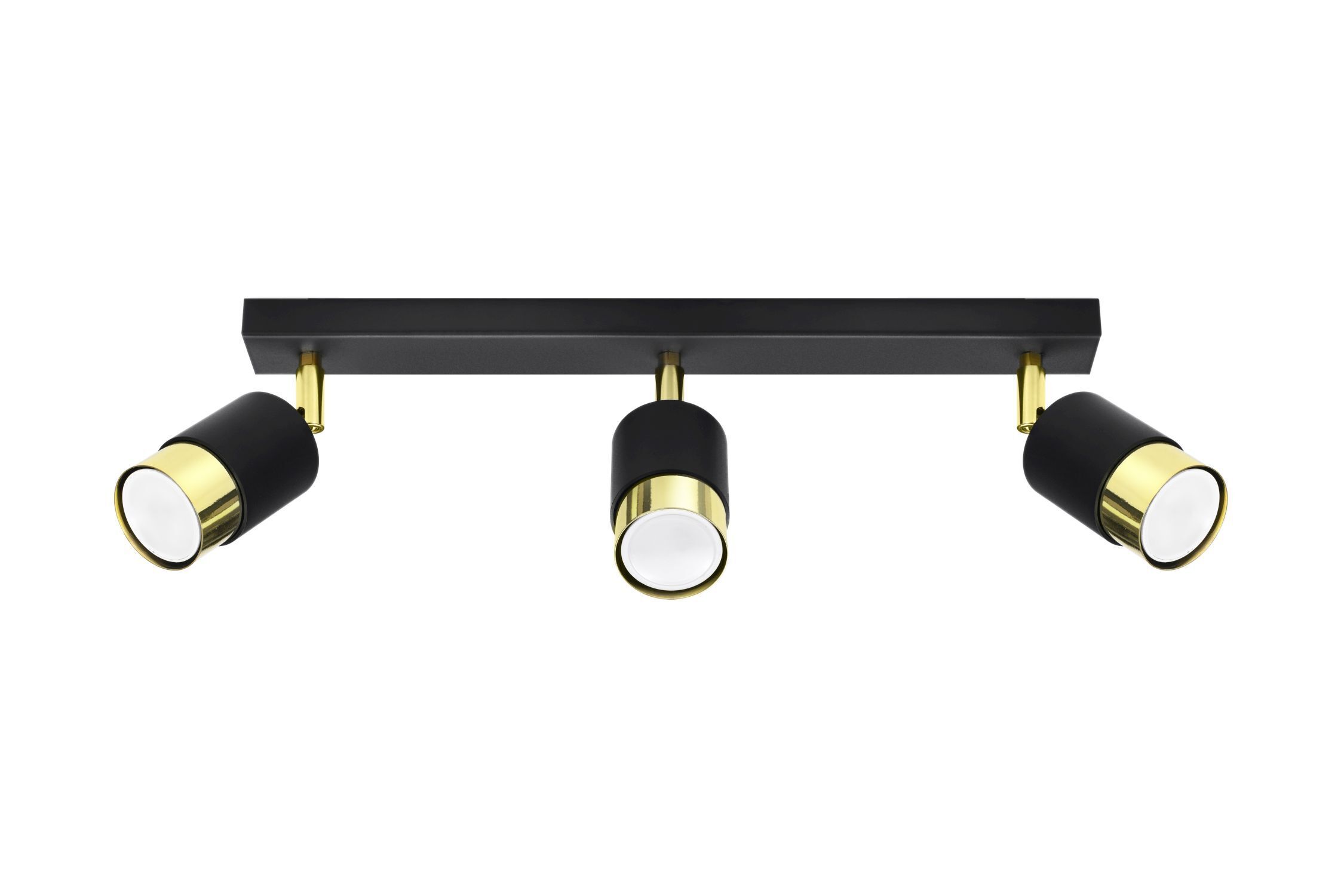 Deckenstrahler Metall Schwarz Gold 3-flammig 45 cm lang