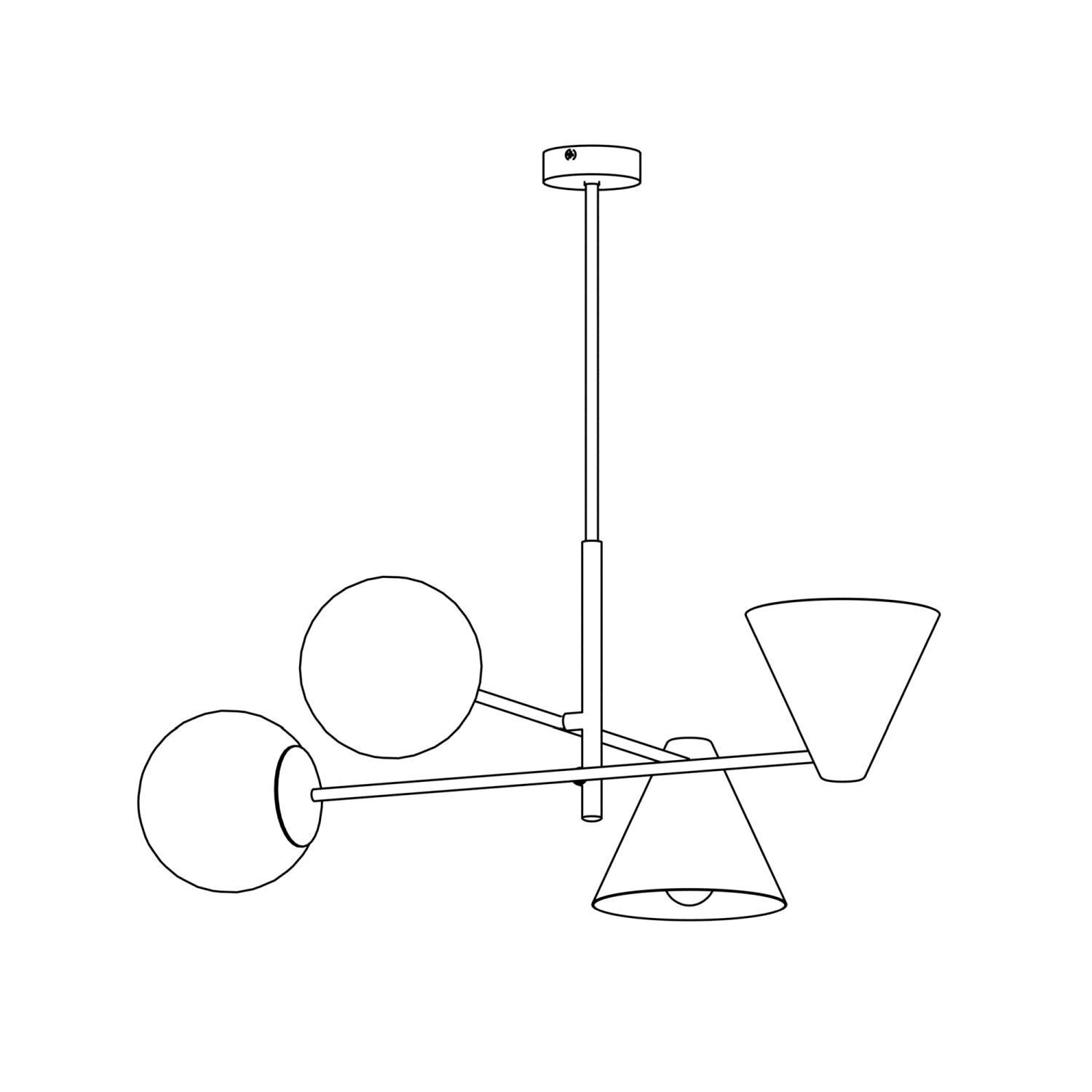 Schwarze Deckenlampe Metall Glas B:70 cm E14 blendarm