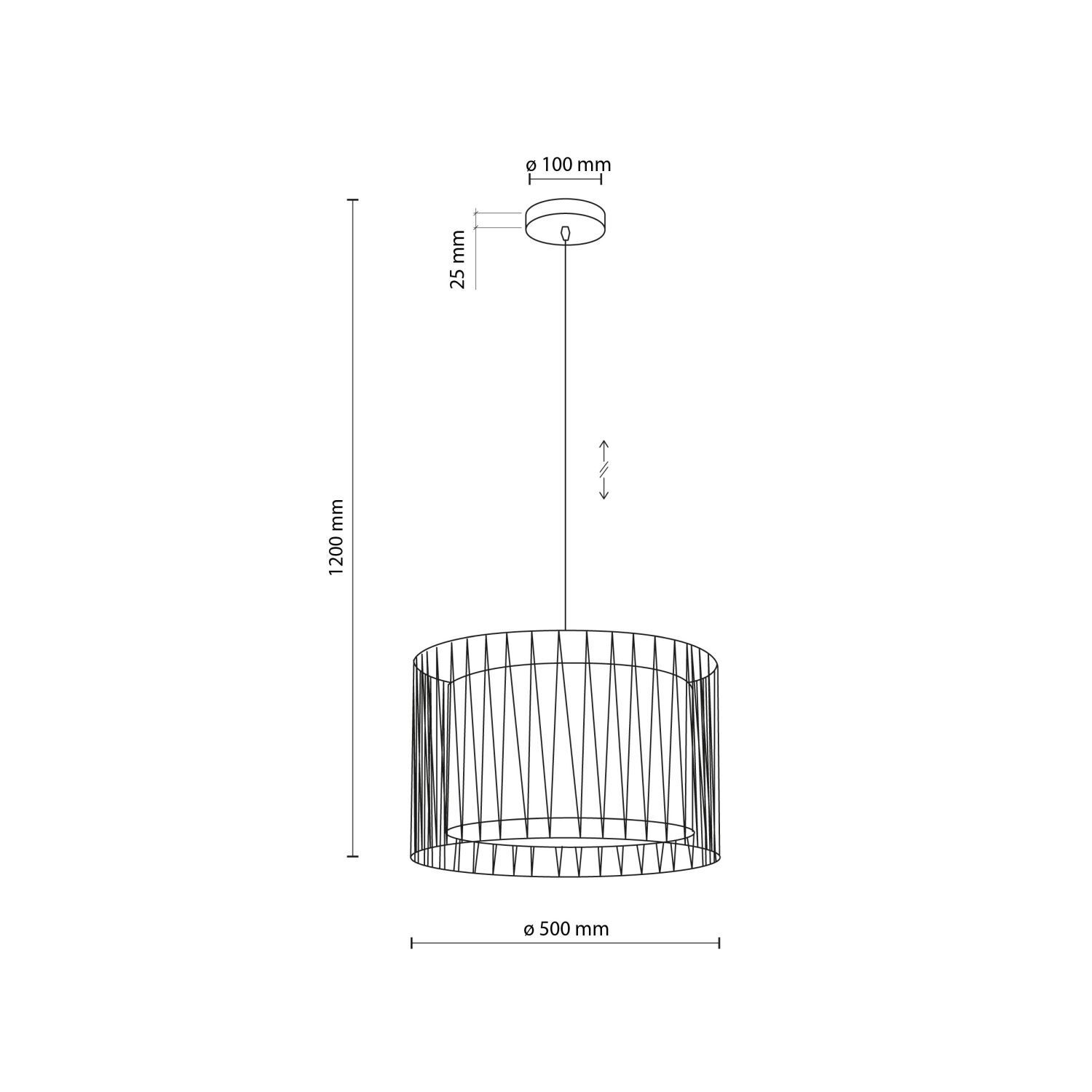 Hängeleuchte rund Ø 50 cm 3x E27 Schwarz Braun Modern