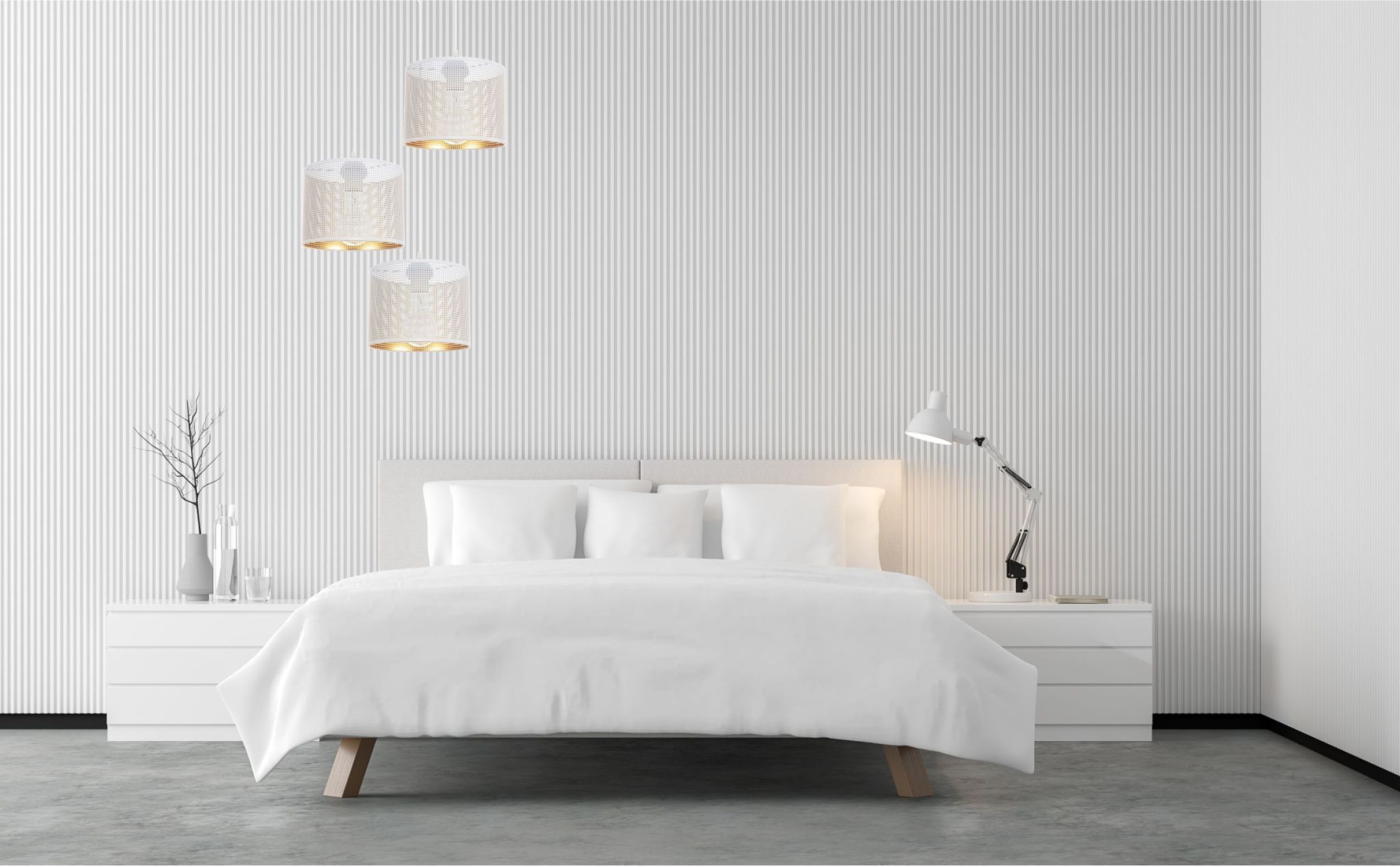 Hängelampe Metall Weiß Gold E27 3-flammig Ø45 cm Loft