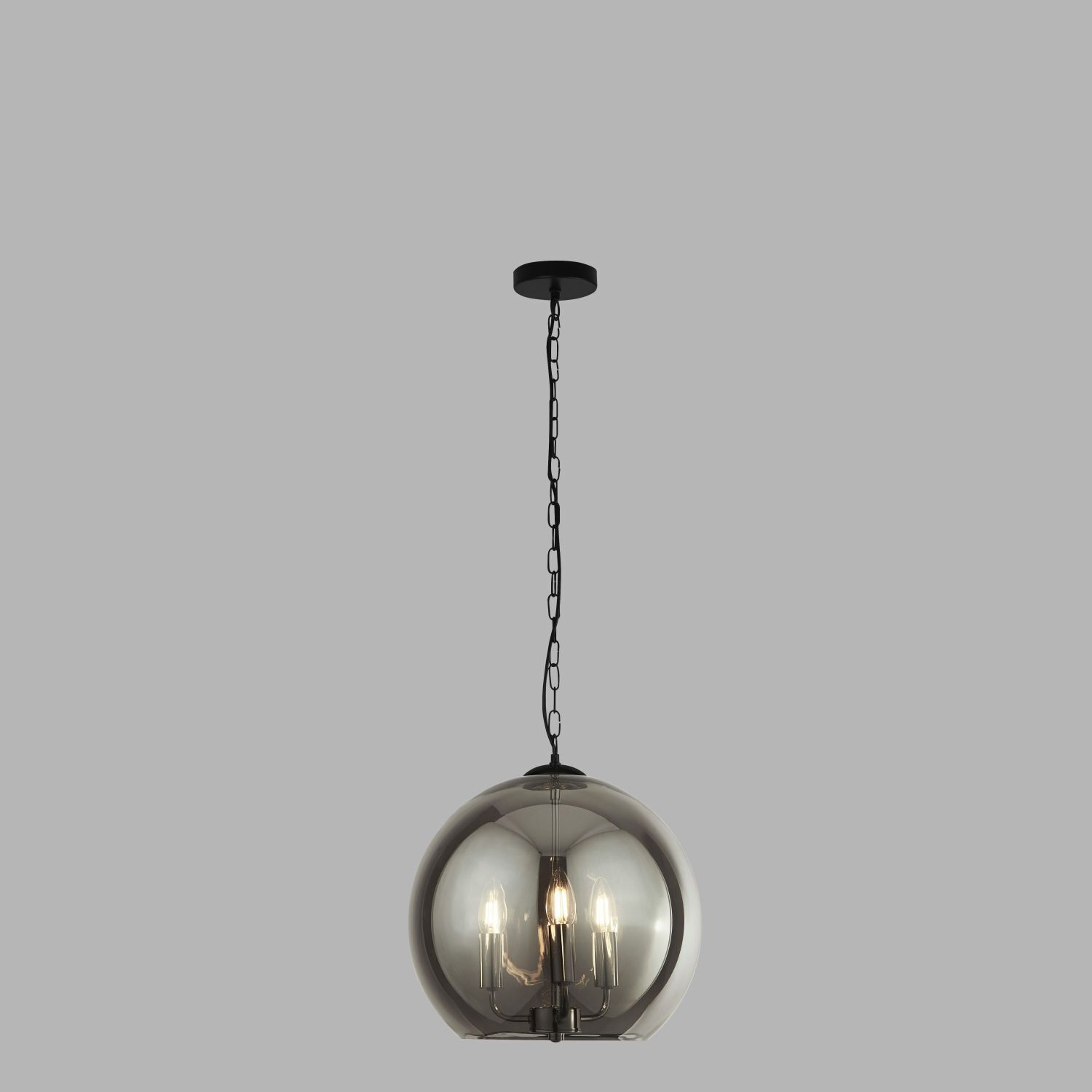 Hängelampe Kugelschirm Schwarz Rauchgrau E14 D: 35 cm