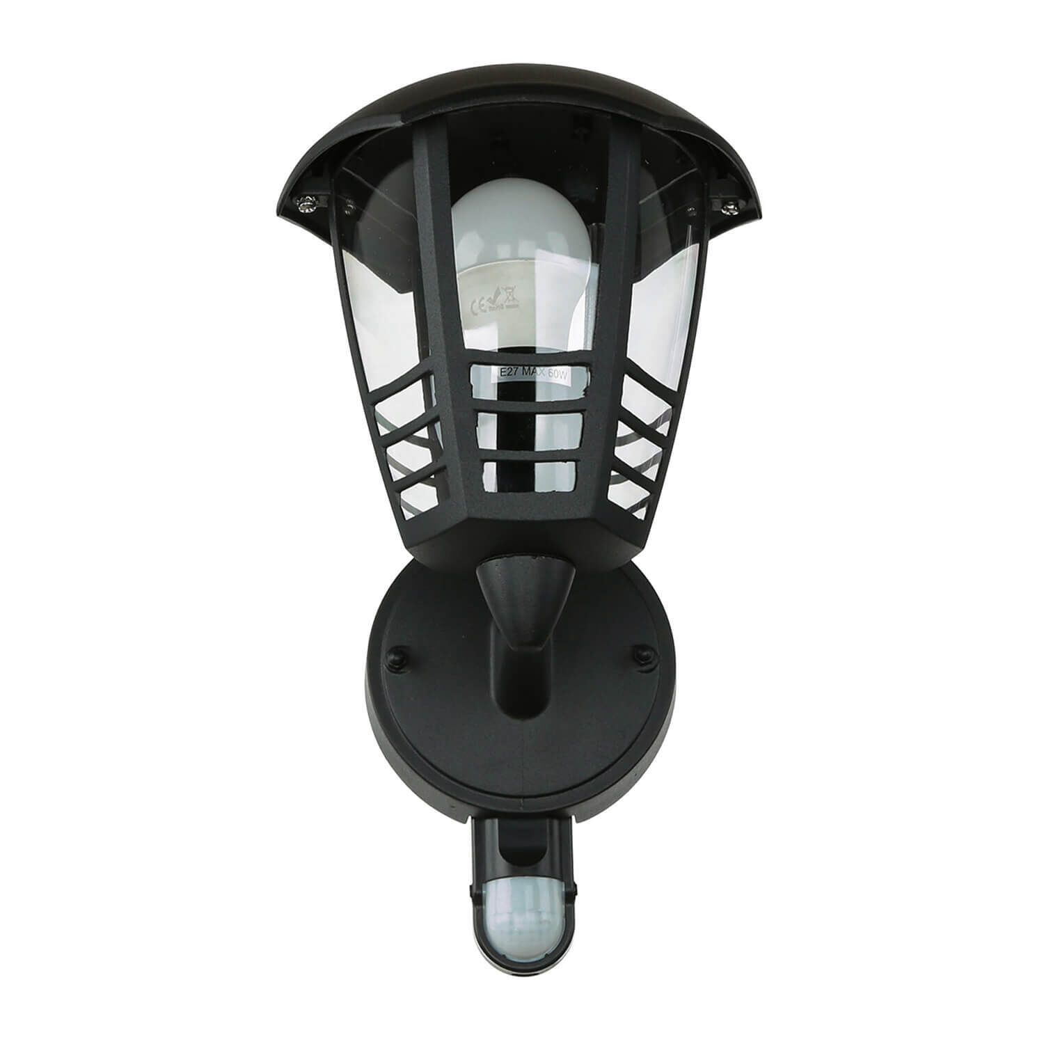 Wandlampe Außen mit Bewegungsmelder IP44 E27 Schwarz