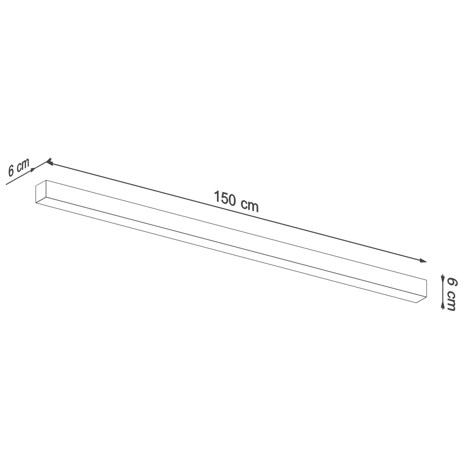 LED Deckenlampe Metall 150 cm lang flach Schwarz
