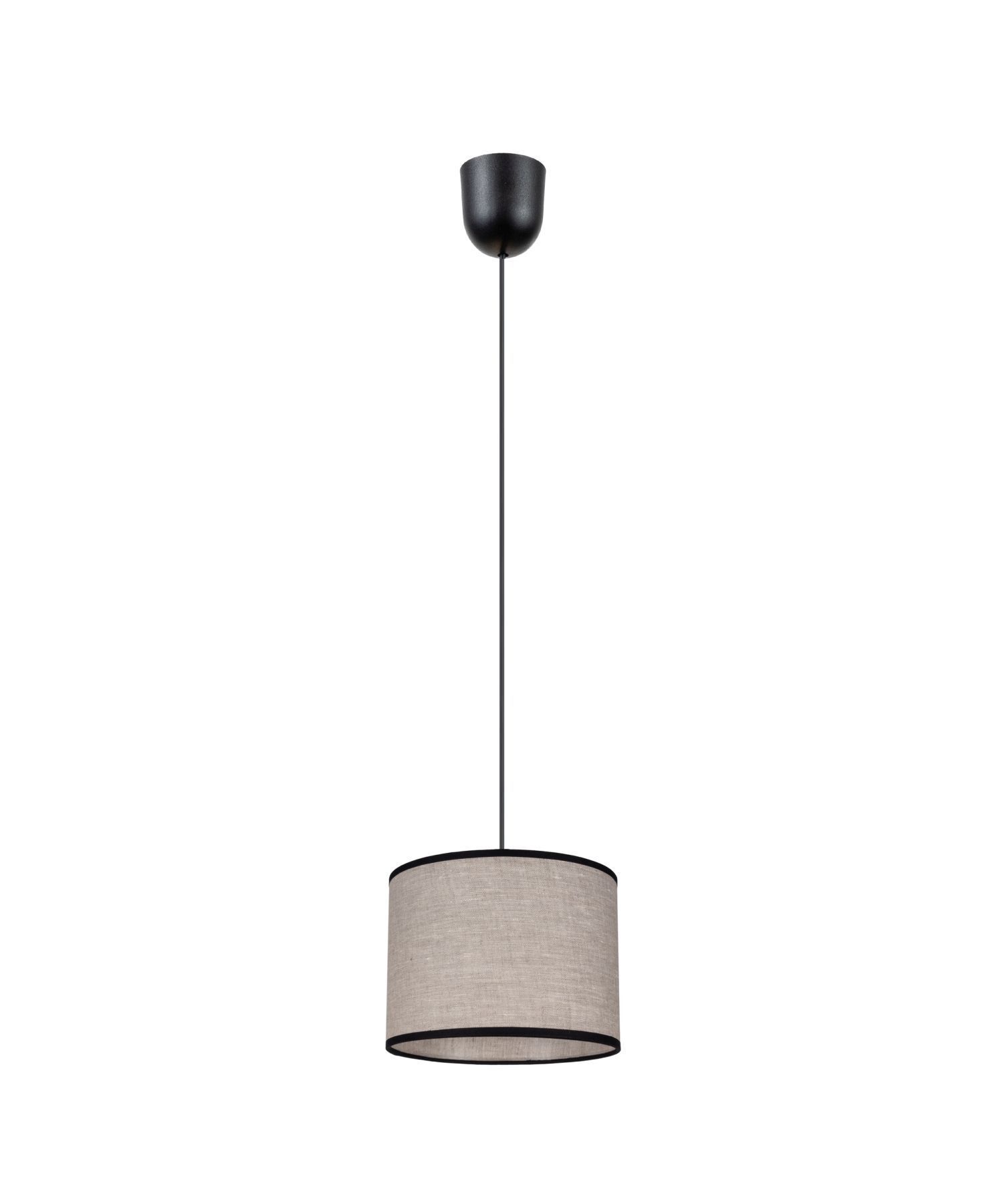 Runde Hängelampe Stoff Schwarz Beige E27 Ø20 cm Modern