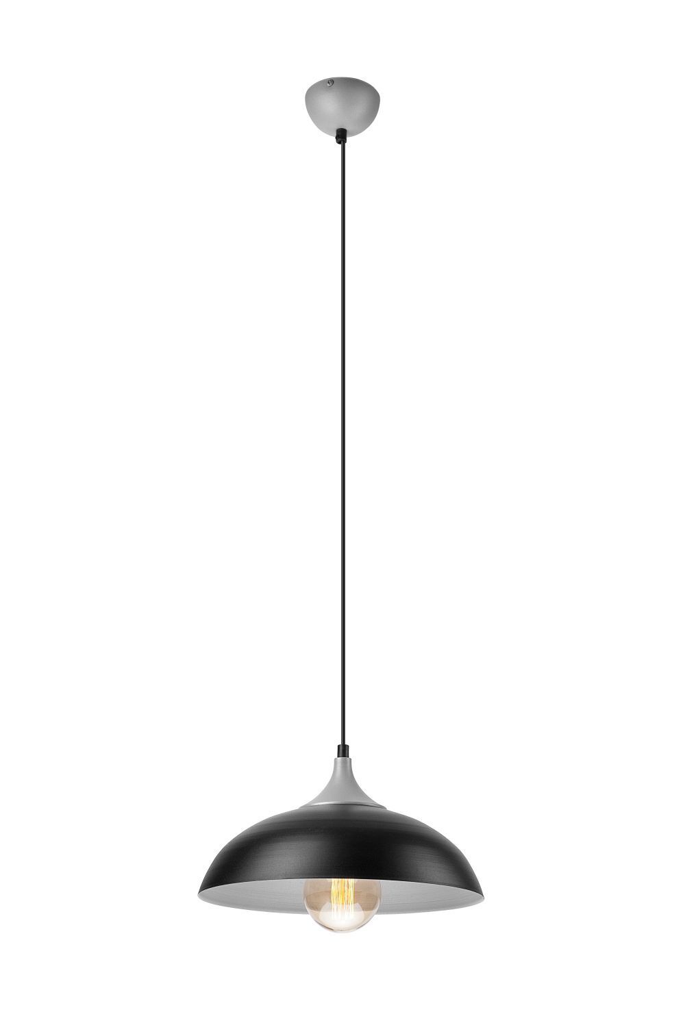 Retro Hängeleuchte in Schwarz Silber rund Esstisch